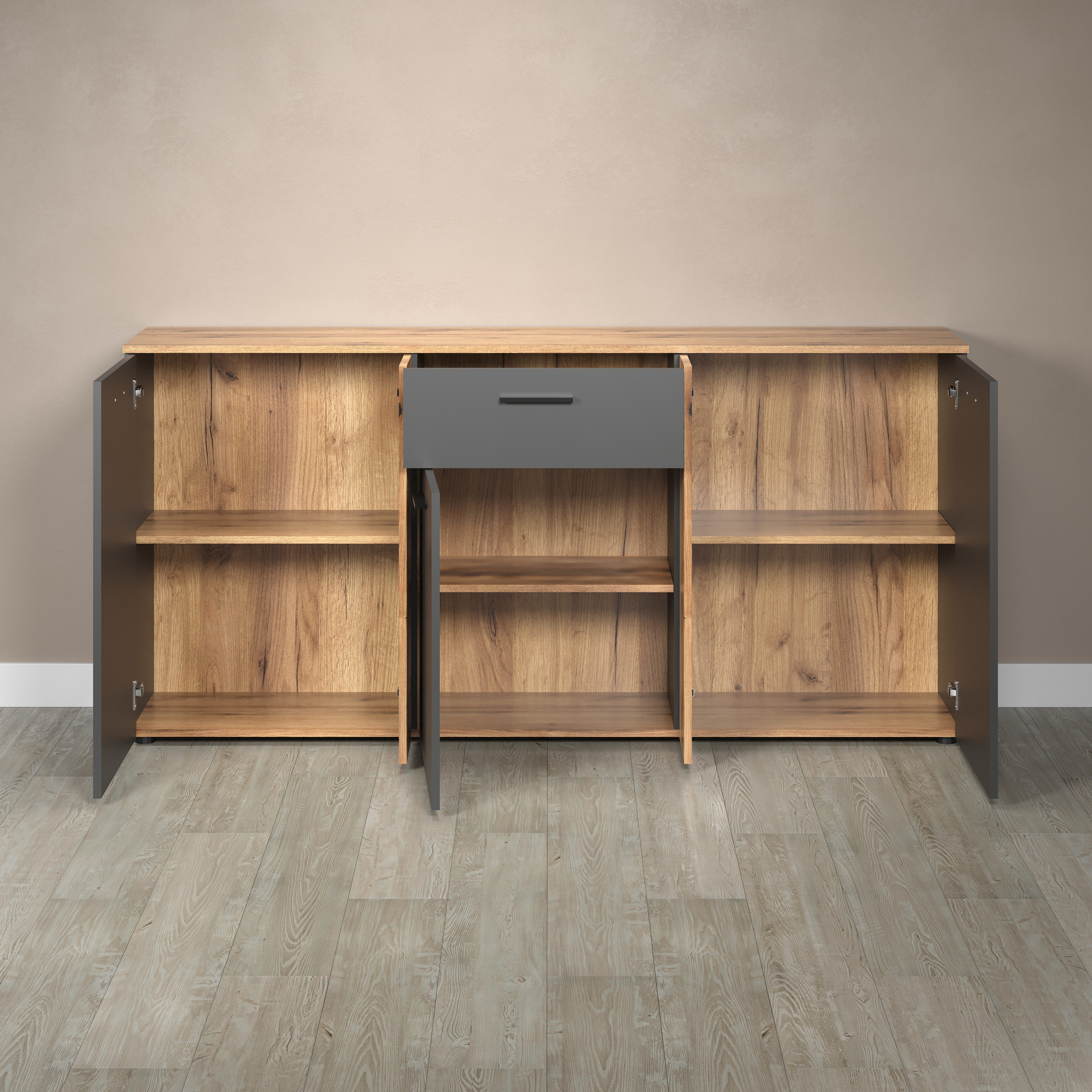 INOSIGN Kast Estepona Sideboard met aanpasbare deuren met groefontwerp