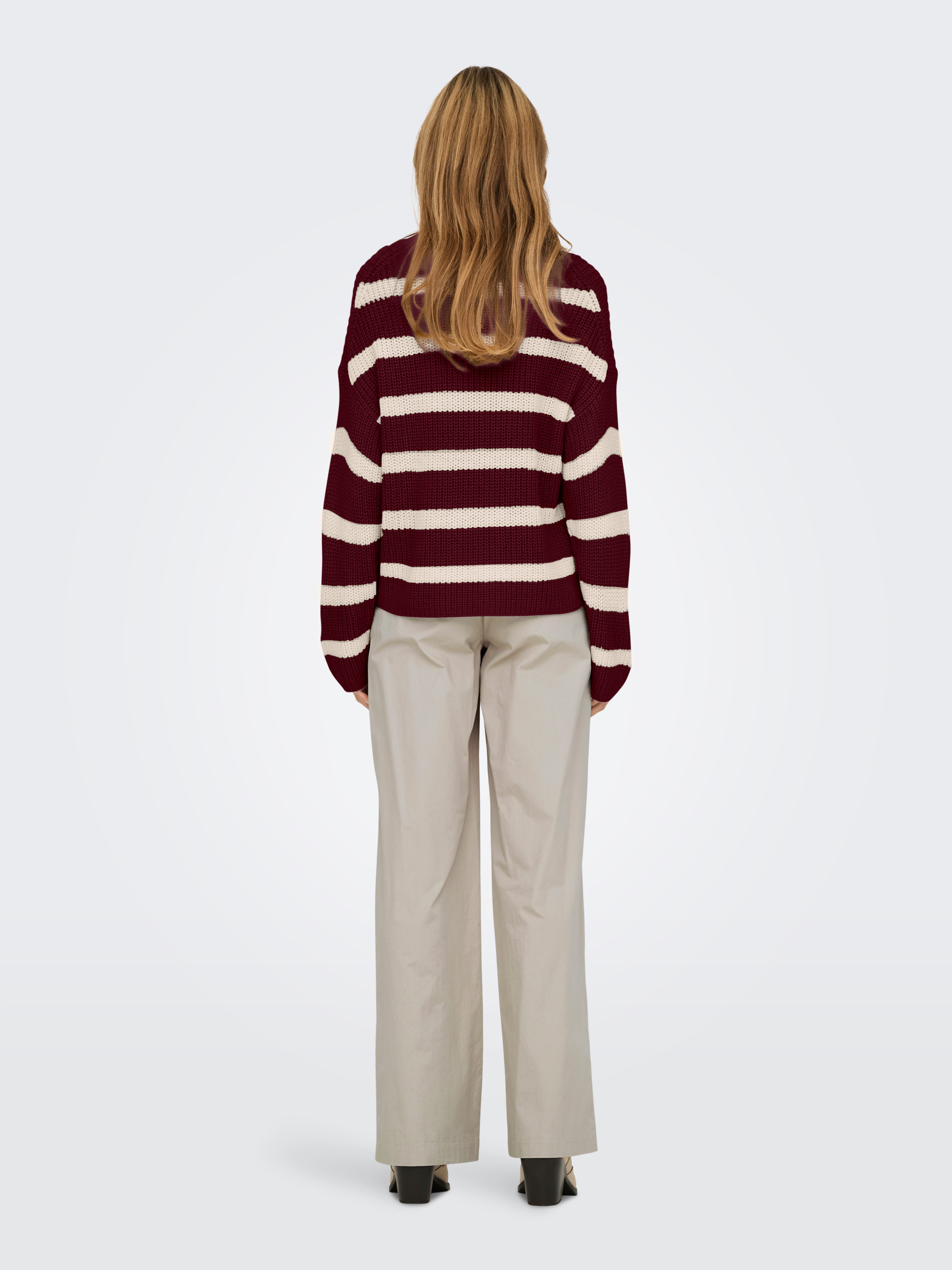 JDY Gebreide trui JDYJUSTY L/S STRIPE PULLOVER KNT NOOS