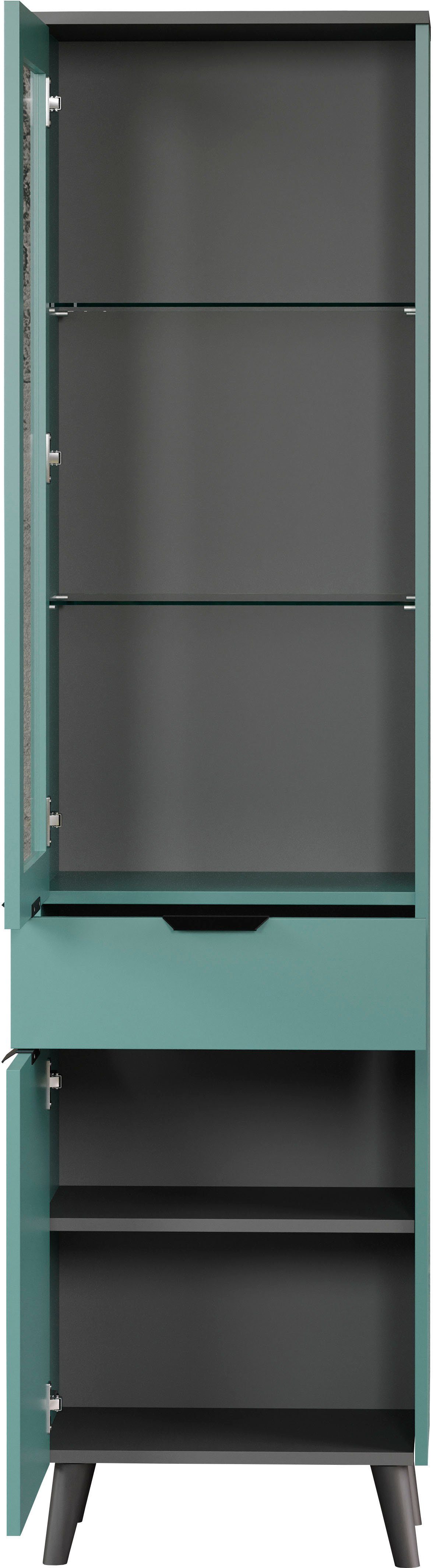 andas Vitrinekast Mikkeline Woonkamerkast met een glazen deur en 2 glazen planken, breedte 49 cm (1 stuk)