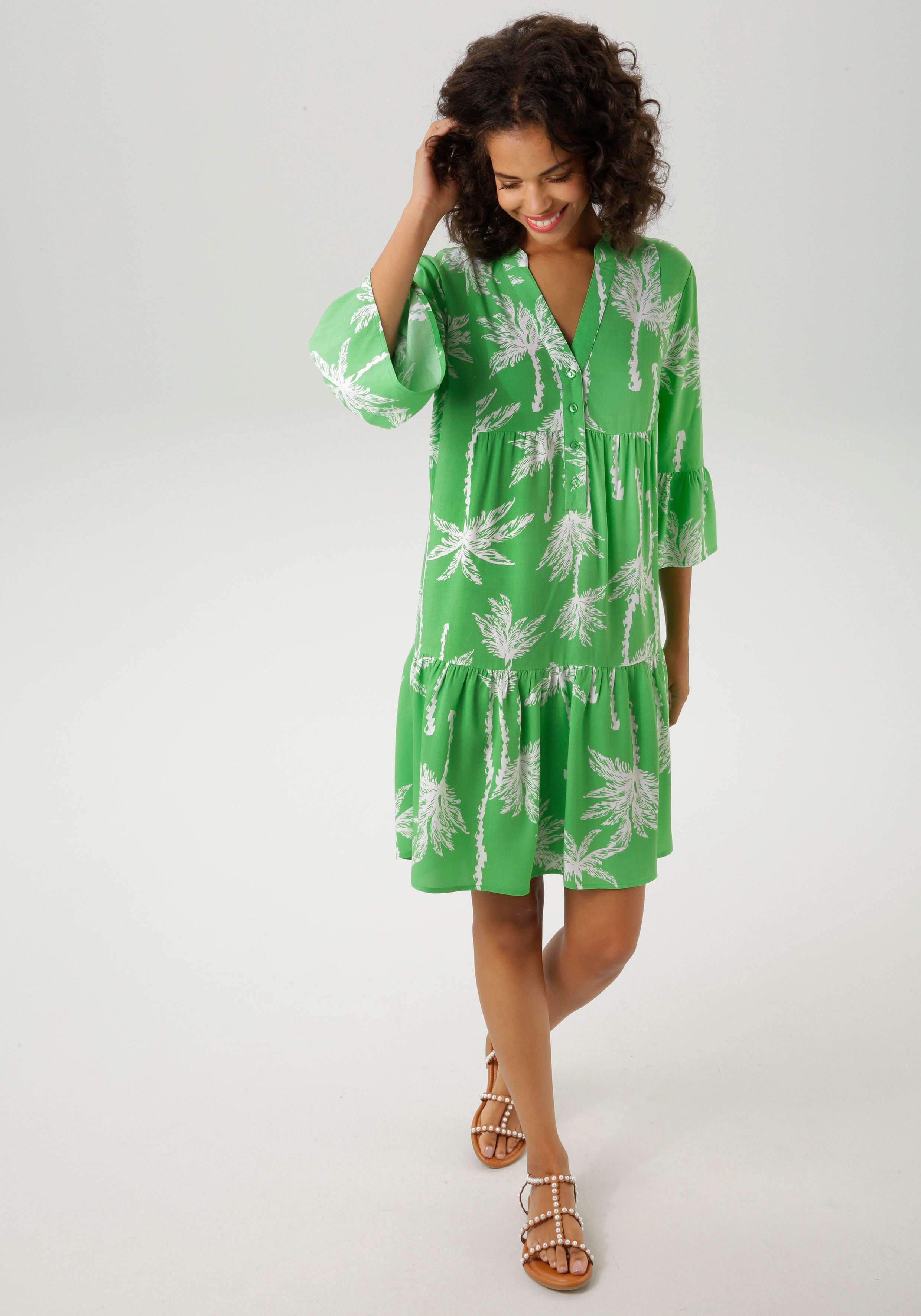 Aniston CASUAL Tuniekjurk met palmen bedrukt elk stuk is uniek nieuwe collectie