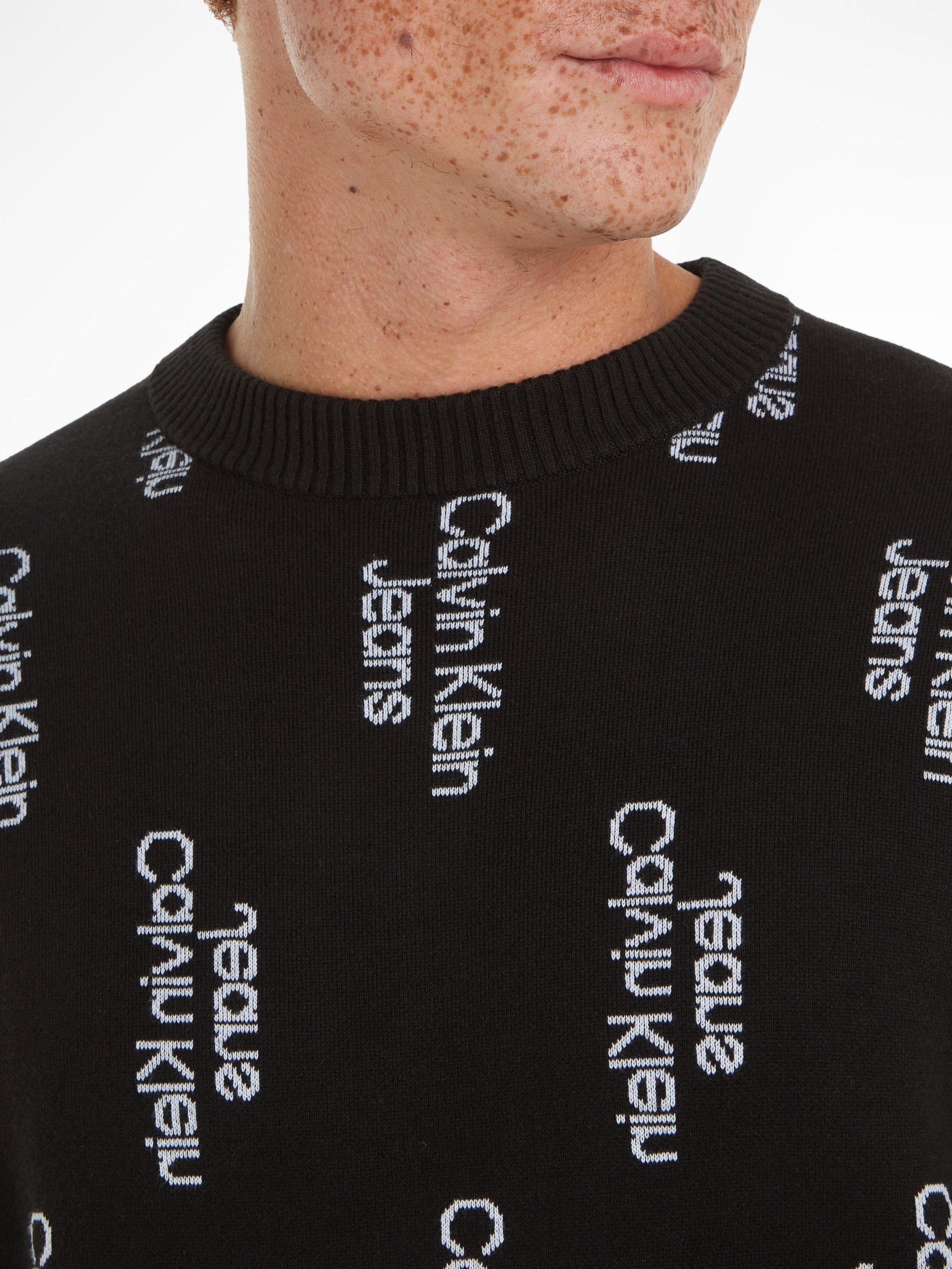Calvin Klein Trui met ronde hals STACKED LOGO AOP SWEATER