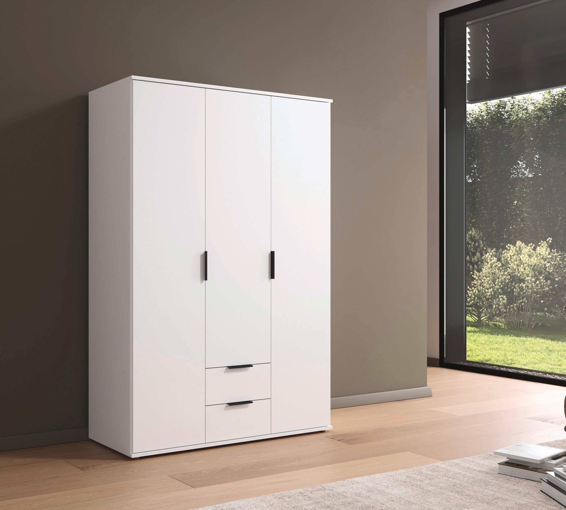 rauch Draaideurkast Kledingkast Kast Garderobe Wasmand ESSEA in 2 Breedtes met 2 lades, in eenvoudig ontwerp, moderne grepen made in germany