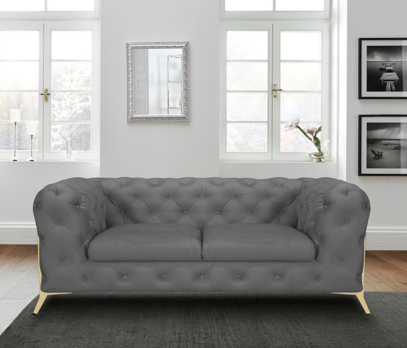 Leonique Chesterfield-bank Amaury luxueuze capitonnage, moderne chesterfield look, kleur van de poten ter keuze