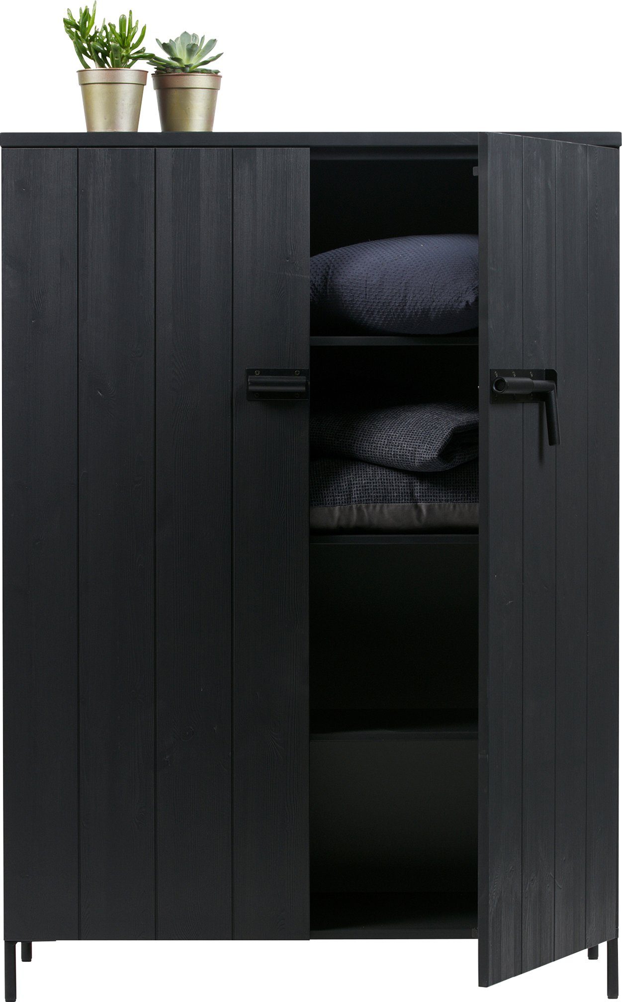 WOOOD Highboard Bruut midischrank, hoge kast van massief dennenhout, h 141 cm x b 100 cm