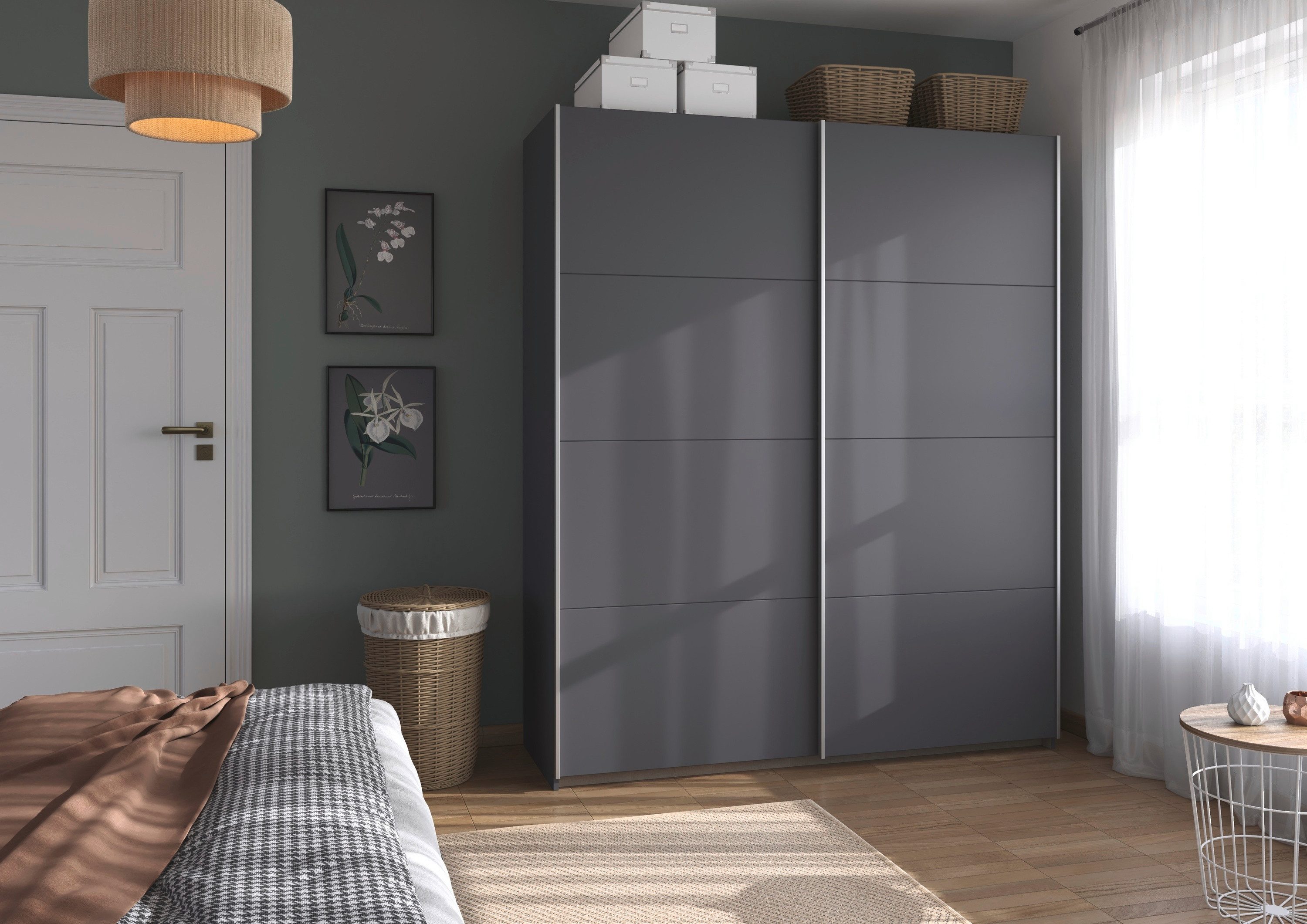 rauch Schuifdeurkast Kledingkast Kast Garderobe Slaapkamerkast OXFORD met handgrepen van metaal, ook voor kleinere ruimtes made in germany