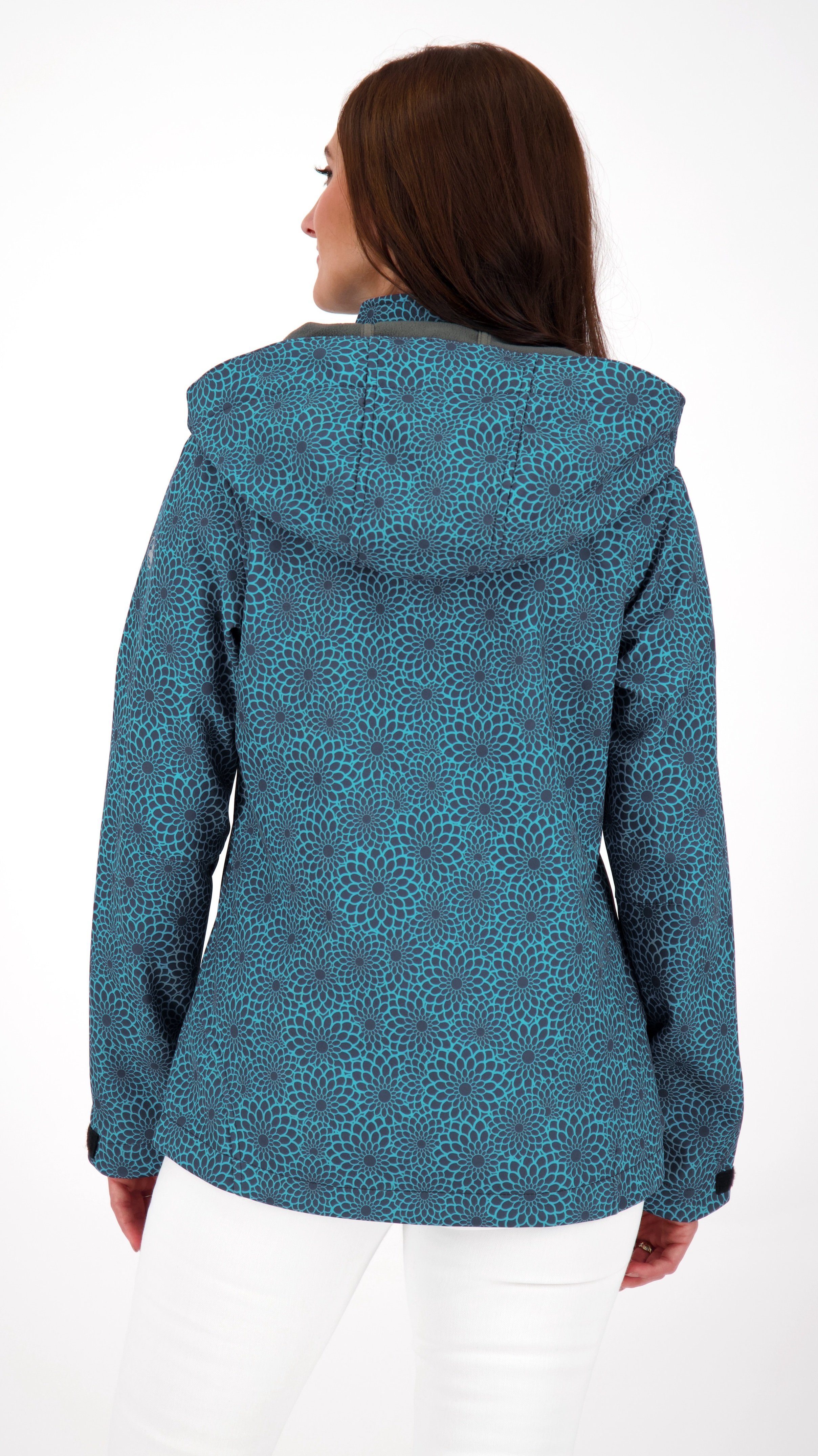 DEPROC Active Softshell-jack SHELBY PEAK DC licht softshell-jack met all-over-print en afneembare capuchon