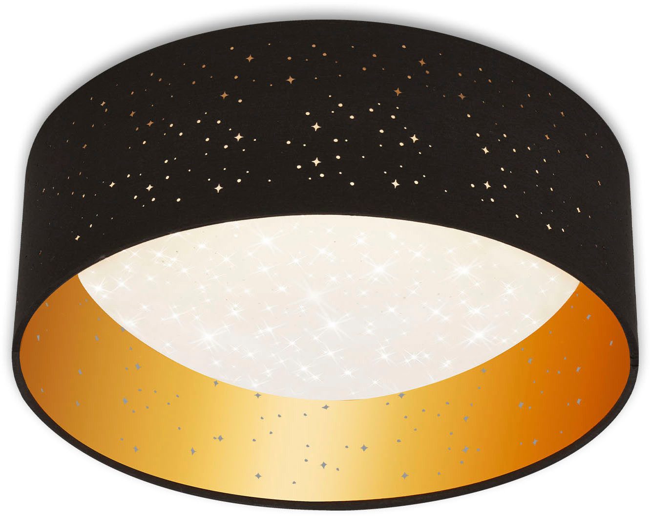 Briloner Leuchten Led-plafondlamp LED stoffen plafondlamp met sterrendecor, zwart-goud, 1xLED/12W