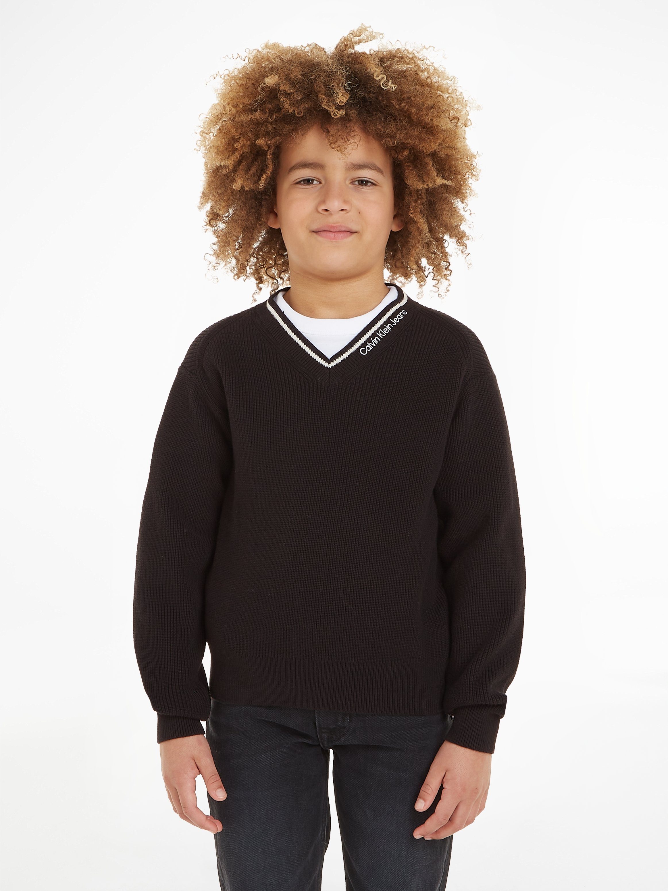 NU 20% KORTING: Calvin Klein Trui met V-hals CEREMONY RELAXED SWEATER