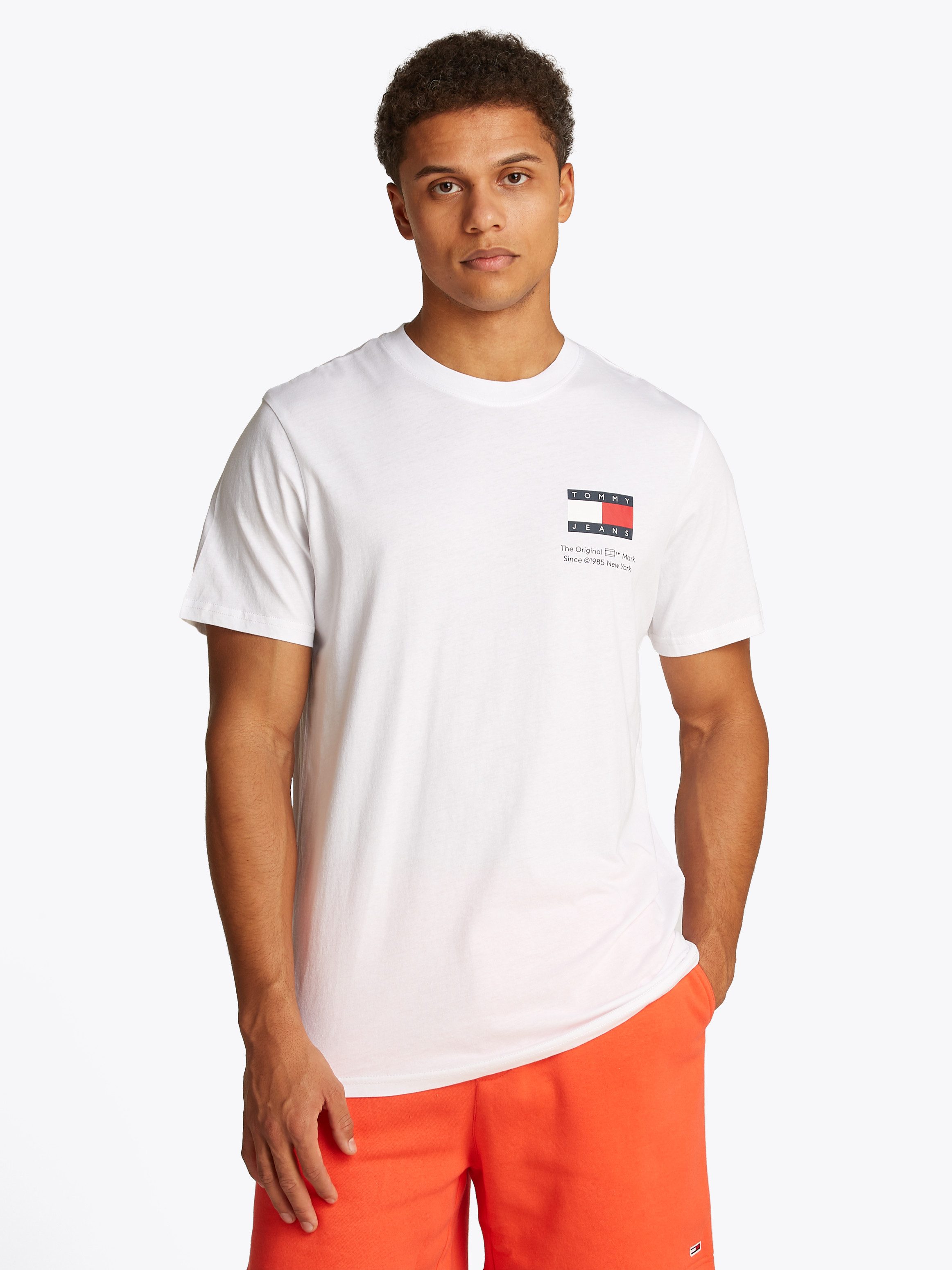 TOMMY JEANS T-shirt TJM SLIM 2PACK S S FLAG DNA TEE met grote logoprint op borsthoogte (set 2 stuks)