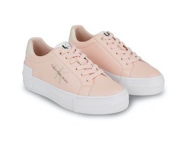 Calvin Klein Plateausneakers BOLD VULC FLATF LOW LACE LTH ML met logo-opdrukken, vrijetijdsschoen, halfhoge schoen, veterschoen