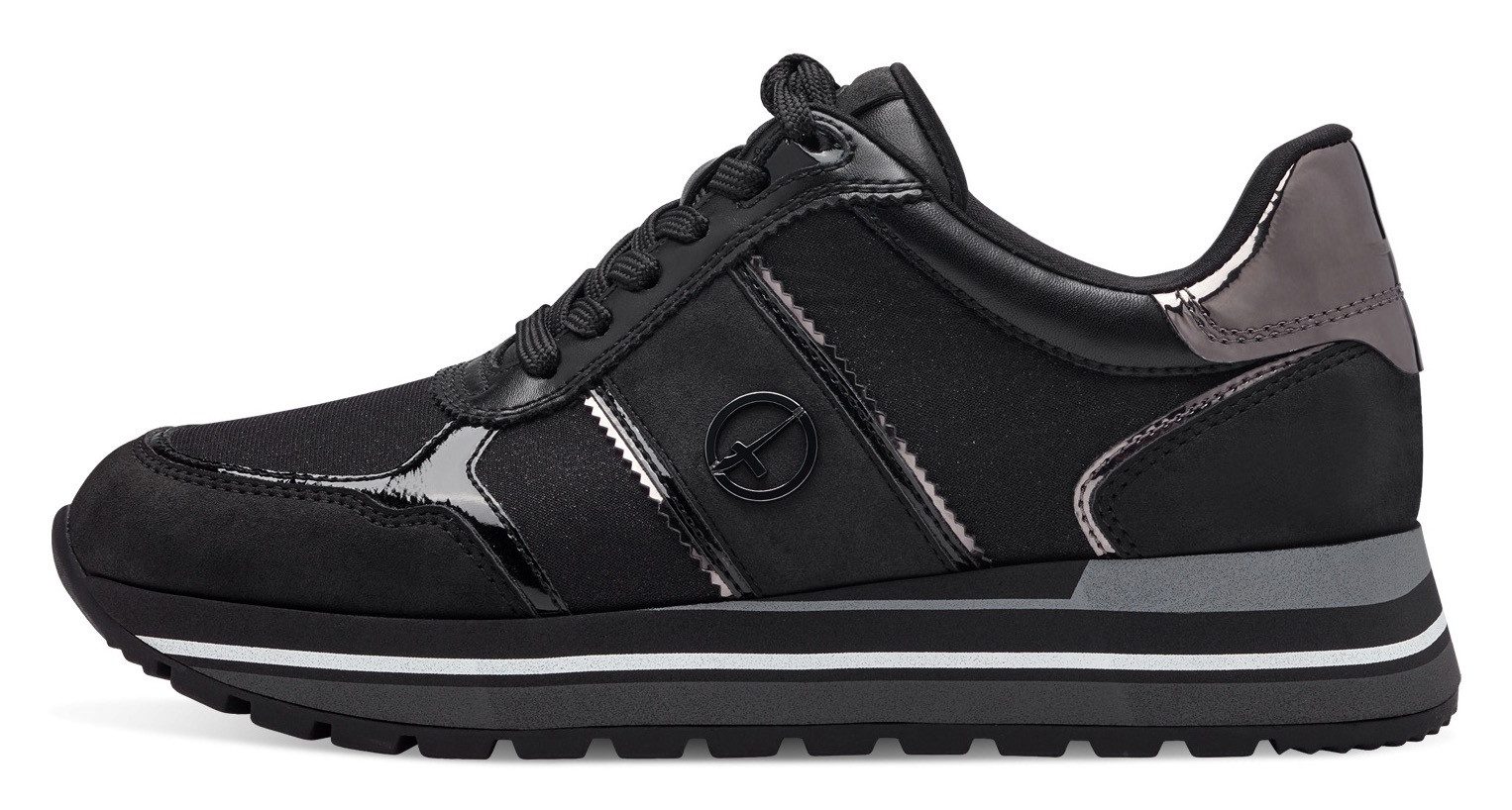 Tamaris Plateausneakers , plateau, vrijetijdsschoen, lage schoen, veterschoen in materiaalmix