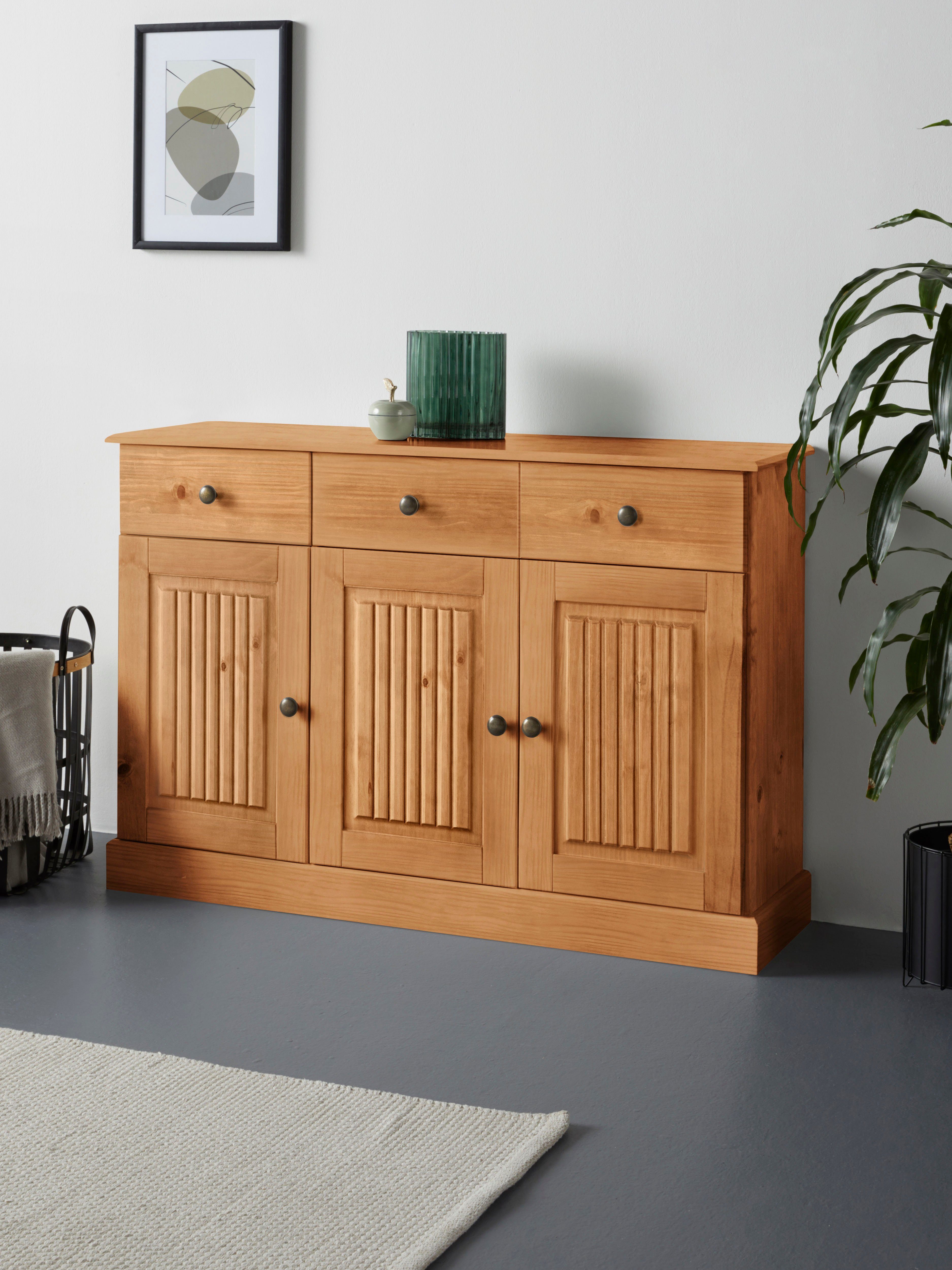 Home affaire Dressoir Liotta Commode met 2 lades en 2 verstelbare planken dressoirs beige