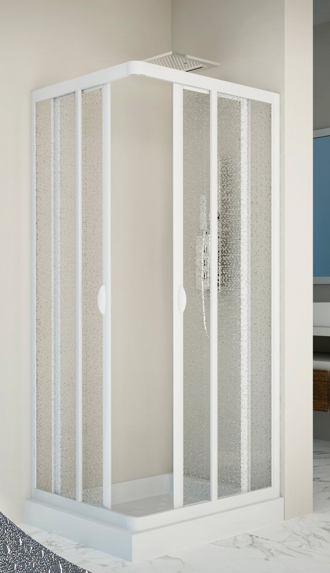 Forte Hoekdouchecabine Vela variabele verstelbare bereik, bxdxh: 75 x 90 x 190 cm, 75 cm x 90 cm douchecabines wit