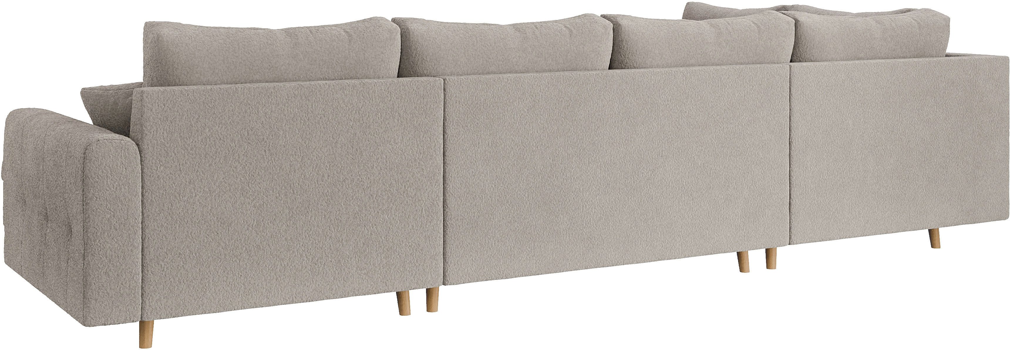 Home affaire Zithoek CHARRE U-vorm met ottomane, afmetingen B/D/H: 310/161/81 cm fijne stiksels, losse rug- en sierkussens, ook in cord en bouclé