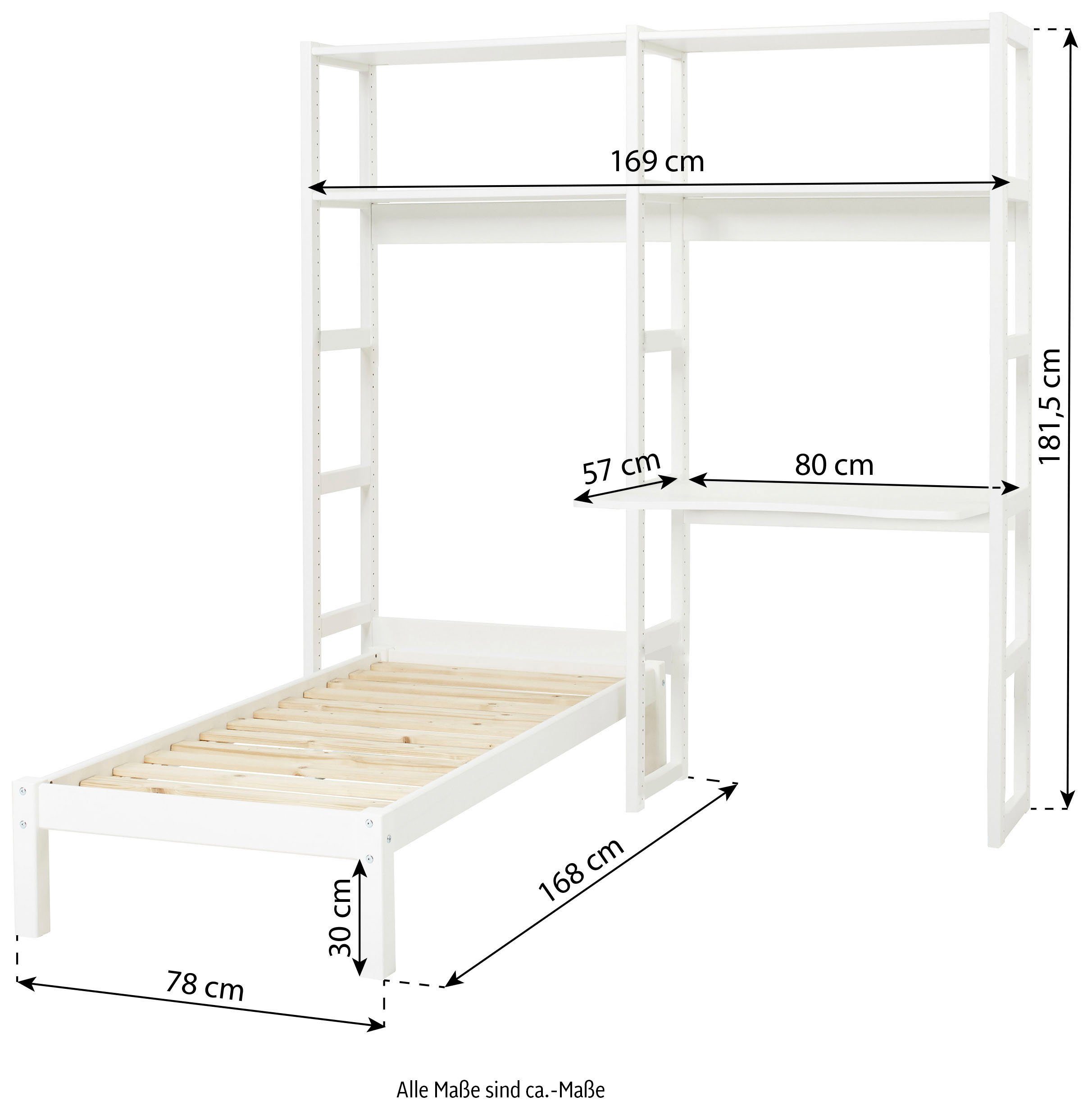 Hoppekids Tienerkamerset STOREY met bed, bureau & rek, 2 maten (set, 13-delig)