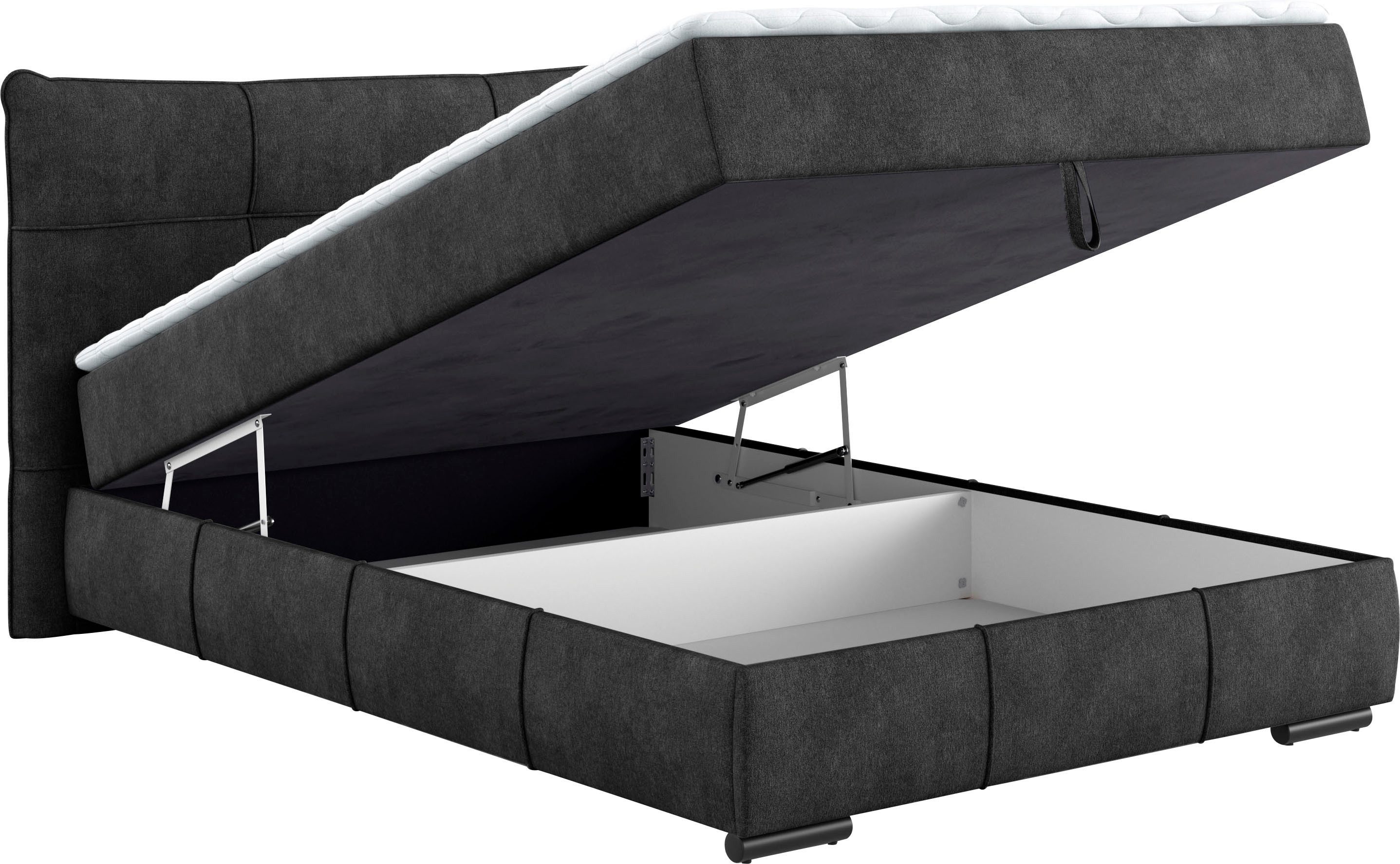 Mr. Couch Boxspring Brewdley met bedkist, incl. matras Topmatras en sierkussen, in verschillende hardheden beschikbaar