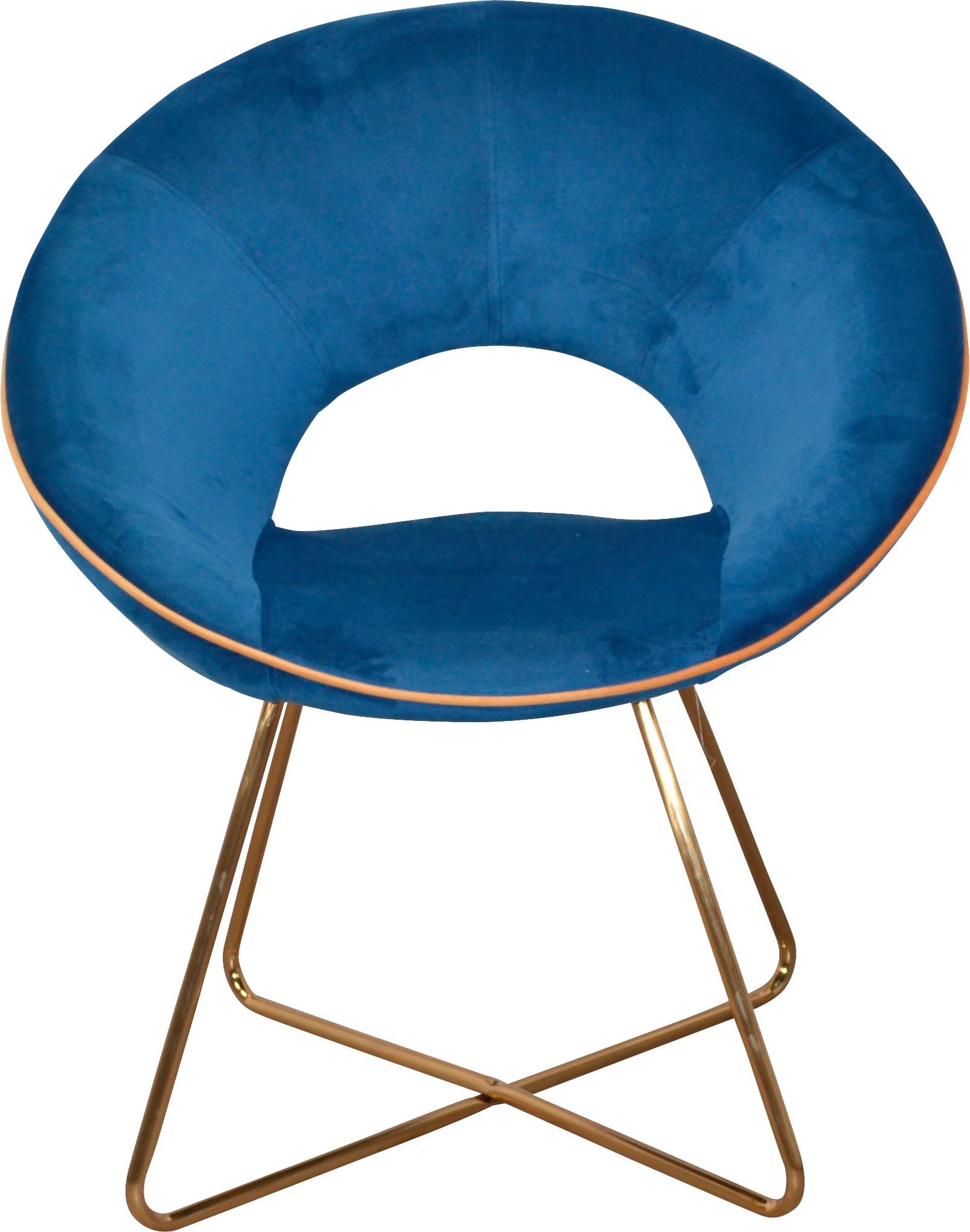 INOSIGN Stoel Liano Fauteuil met frame van stalen buis, goudkleur, veloursovertrek (set, 2 stuks)