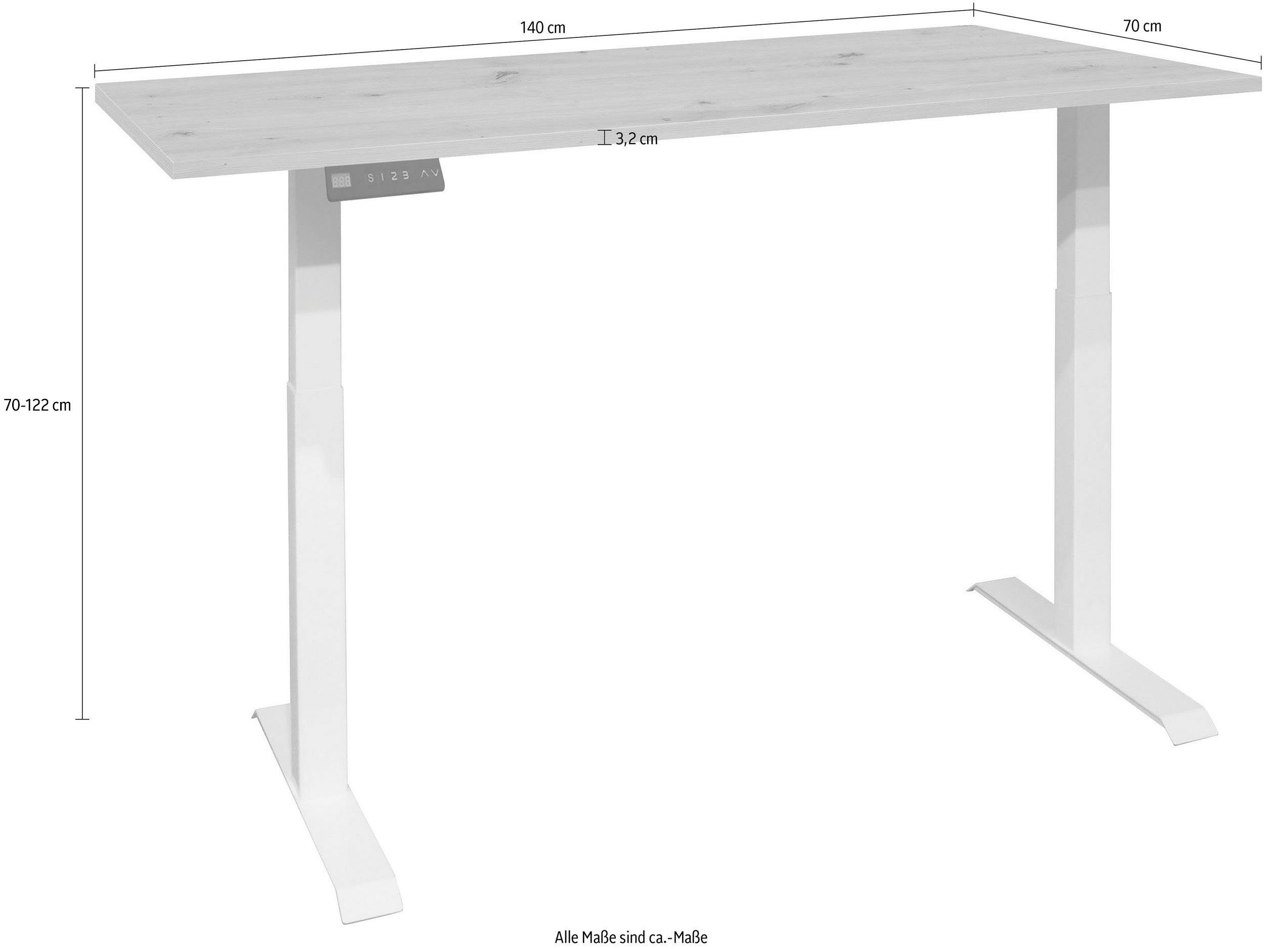 Mäusbacher Bureau Big System Office Breedte 140 cm, elektrisch in hoogte verstelbaar