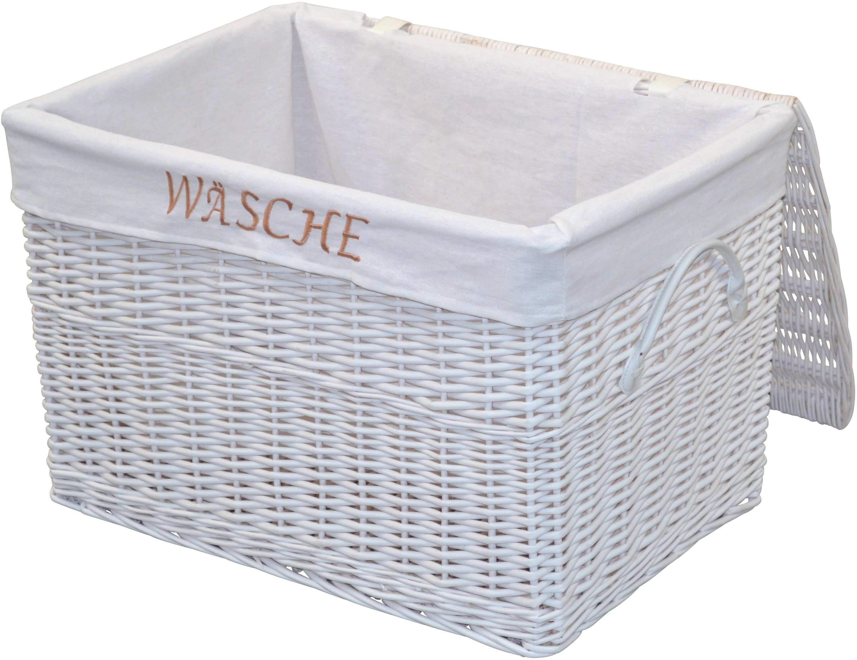 HOFMANN LIVING AND MORE Wasmand van wilg, met de hand gemaakt, met uitneembare stofinzet, 60x42x41cm