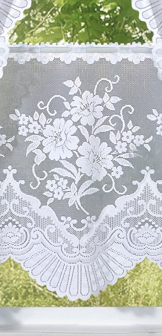Weckbrodt Valletje Siena Bistro, jacquard, bloemig, halfdoorzichtig, bies, gordijn, store (1 stuk)