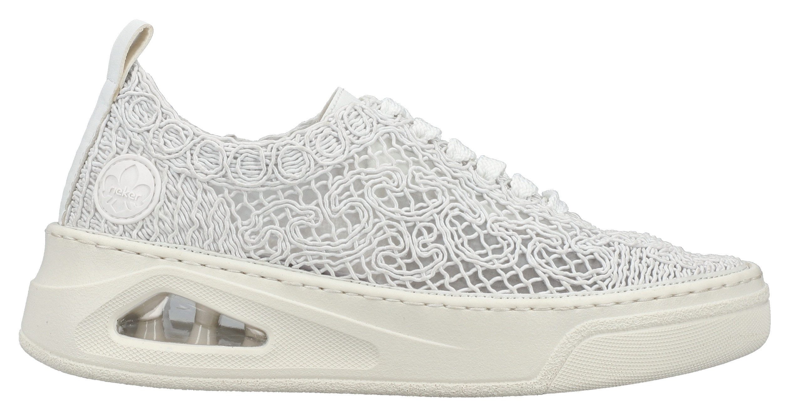 Rieker Plateausneakers , veterschoen, lage schoen in zomerse macramé-look