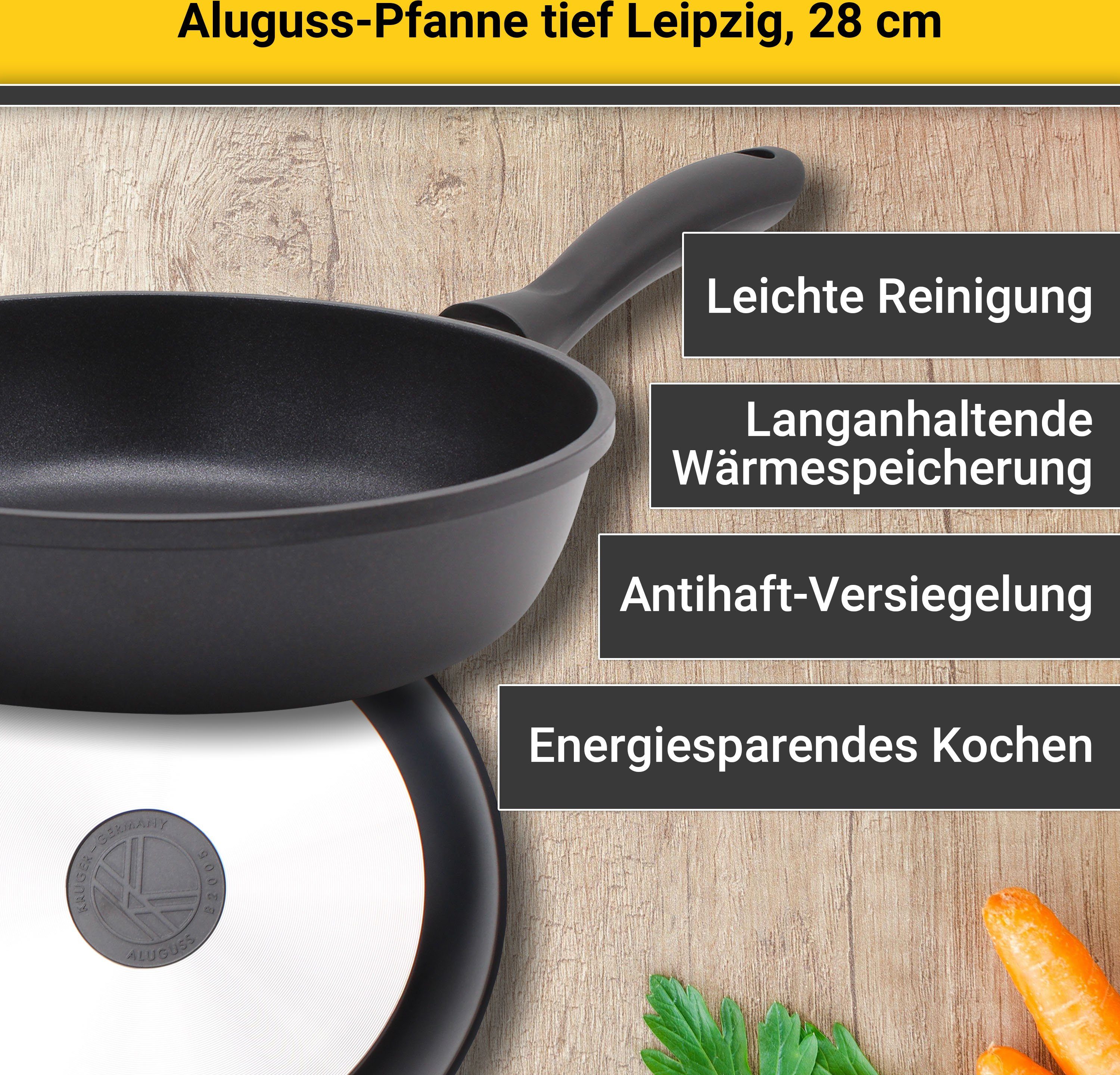 Krüger Koekenpan Alugietpan diep LEIPZIG hoogwaardige anti-aanbaklaag, diepe uitvoering (1-delig)