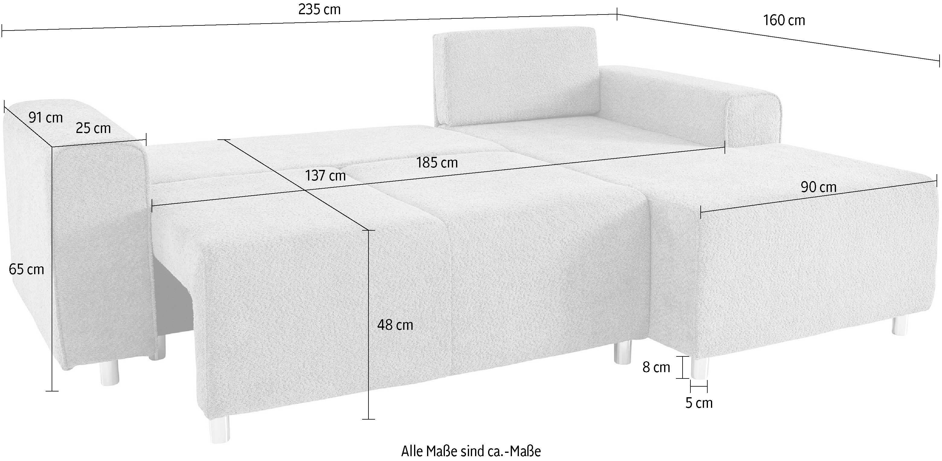 Guido Maria Kretschmer Home&Living Hoekbank Györ L-vorm, optioneel met bedfunctie en bedlade inclusief 2 sierkussens