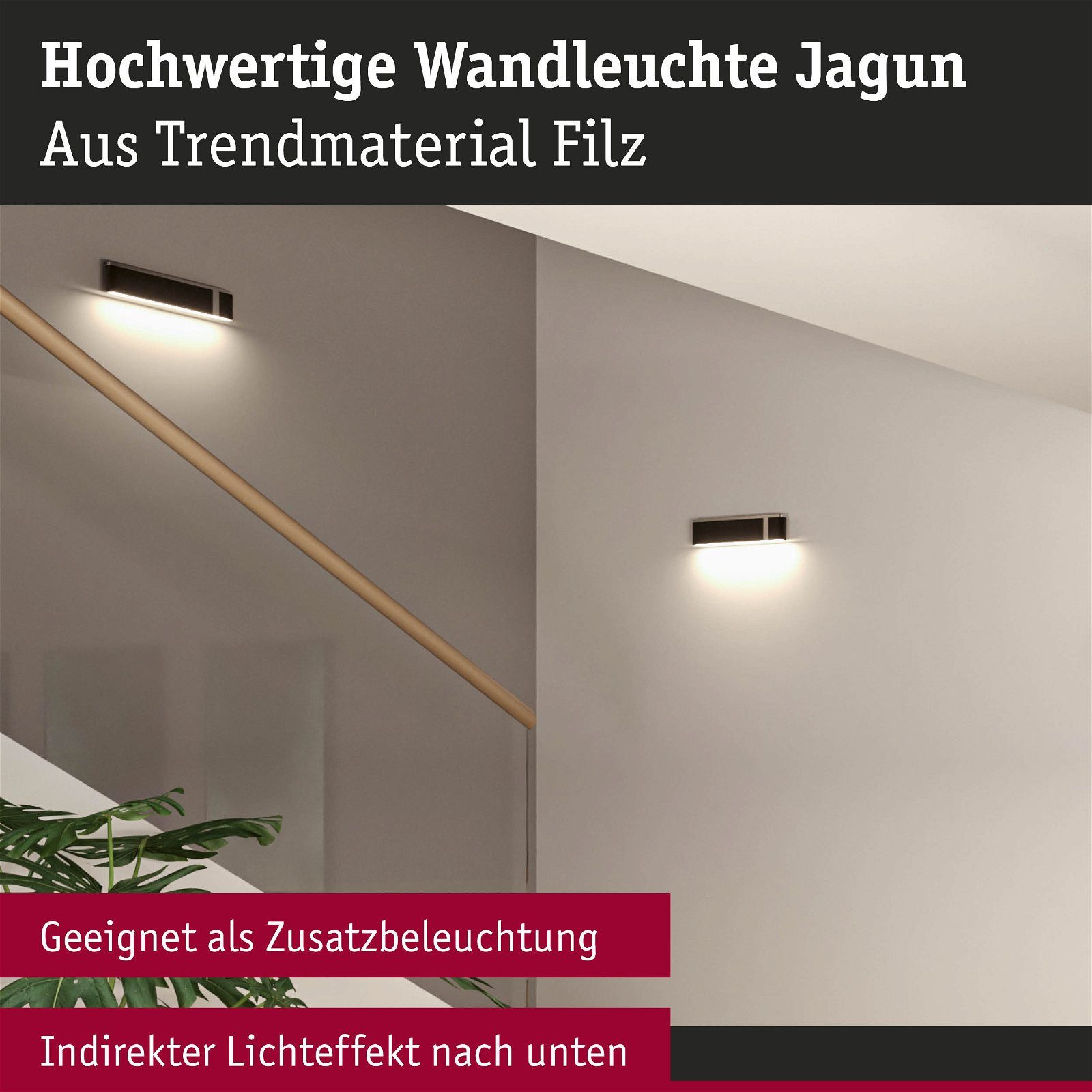 Paulmann Led-wandlamp Jagun 2700K 1250lm 230V 18W Antraciet (1 stuk)