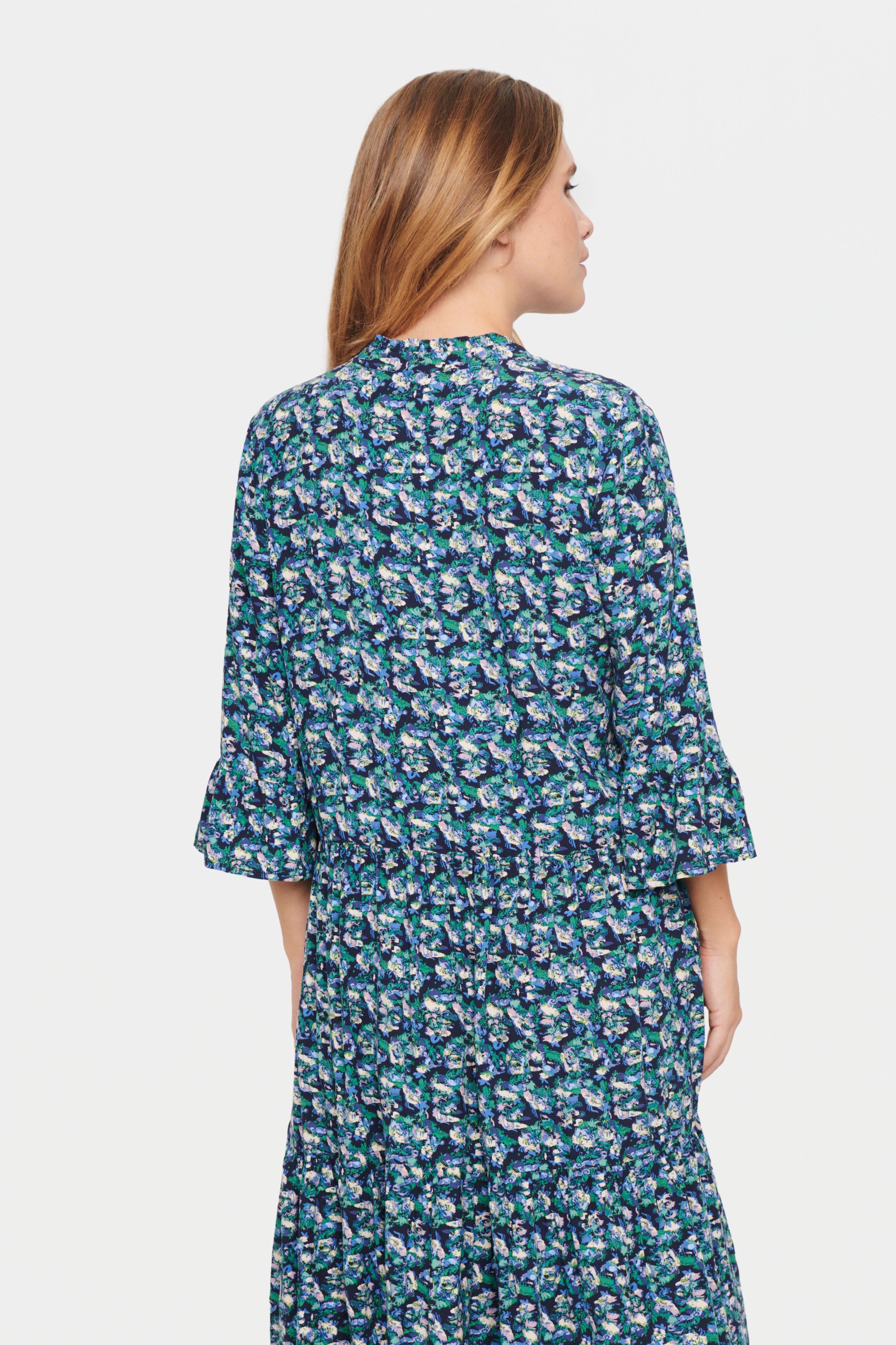 Saint Tropez Blousejurk EdaSZ dress met volants en 3/4 mouwen