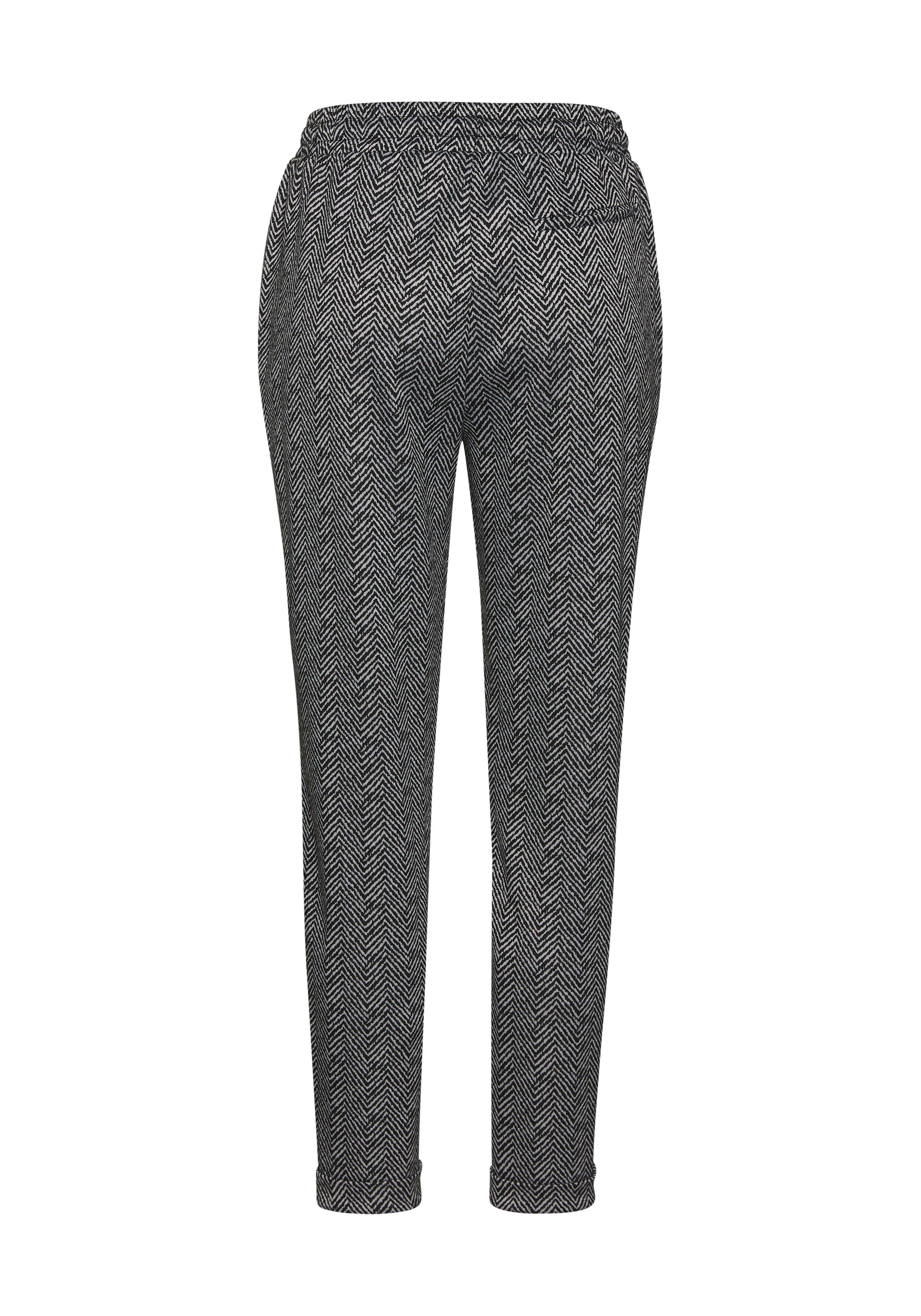 Vivance Joggingbroek met zigzagpatroon instapbroek elastische tailleband smalle pasvorm
