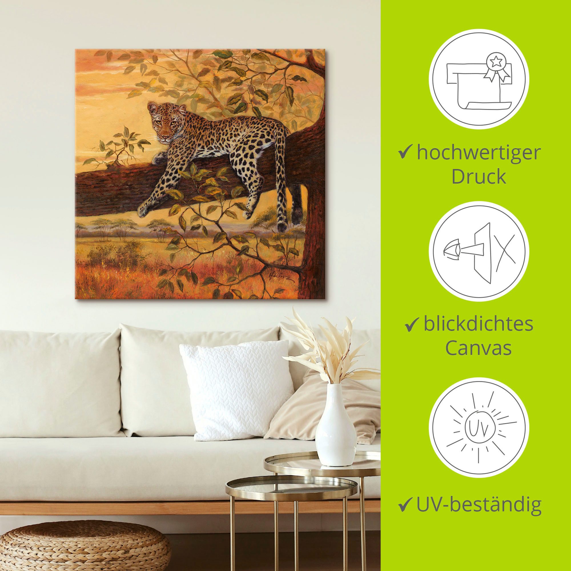 Artland Artprint Rustend luipaard als artprint op linnen, muursticker in verschillende maten