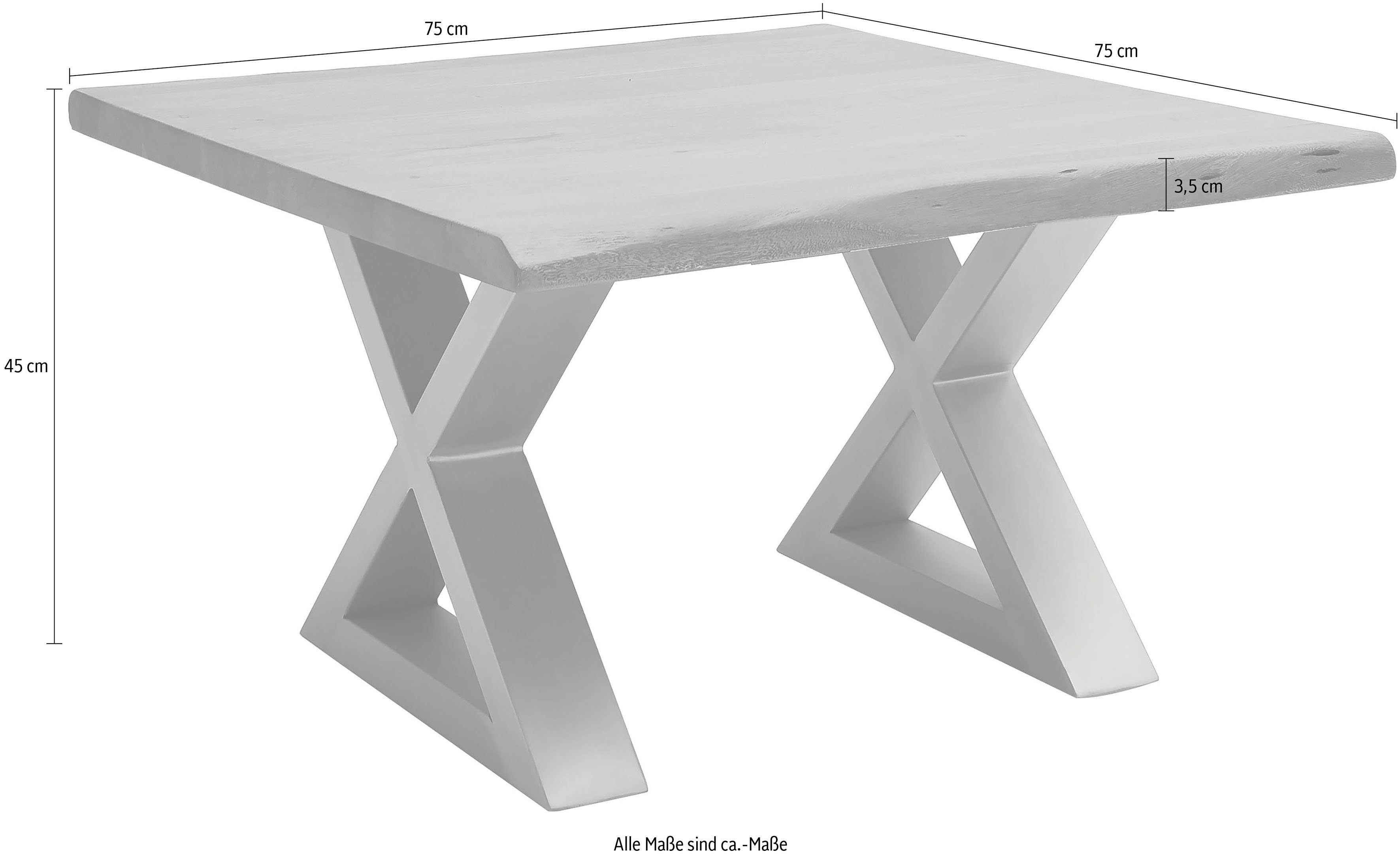 MCA furniture Salontafel Cartagena Salontafel massief hout met boomstamrand en natuurlijke kieren en gaatjes