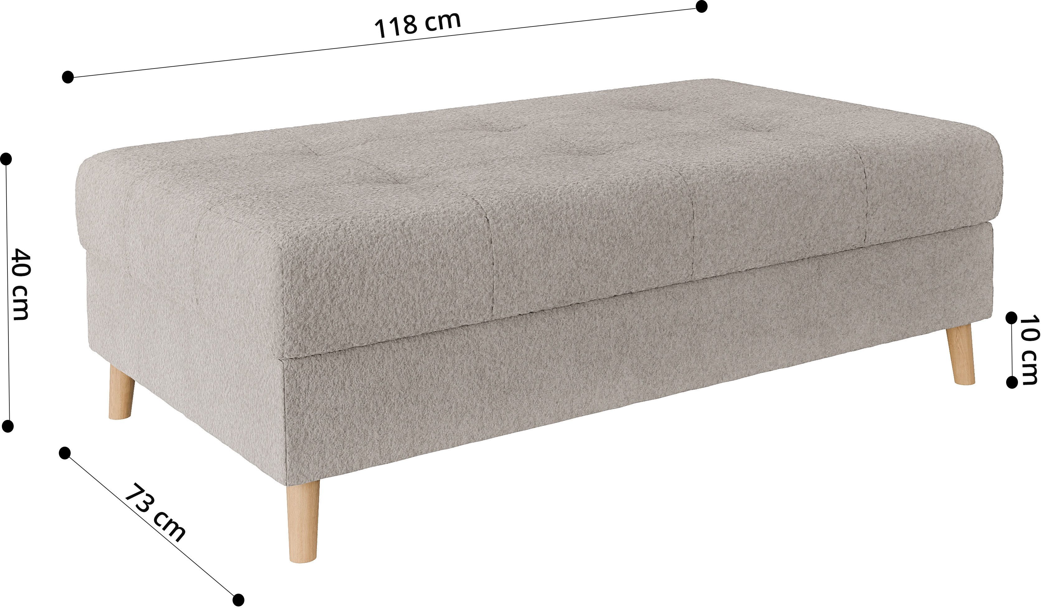 Home affaire Hocker CHARRE XXL, stiksel in het zitgedeelte, afmetingen: B/D/H: 118/73/40 cm