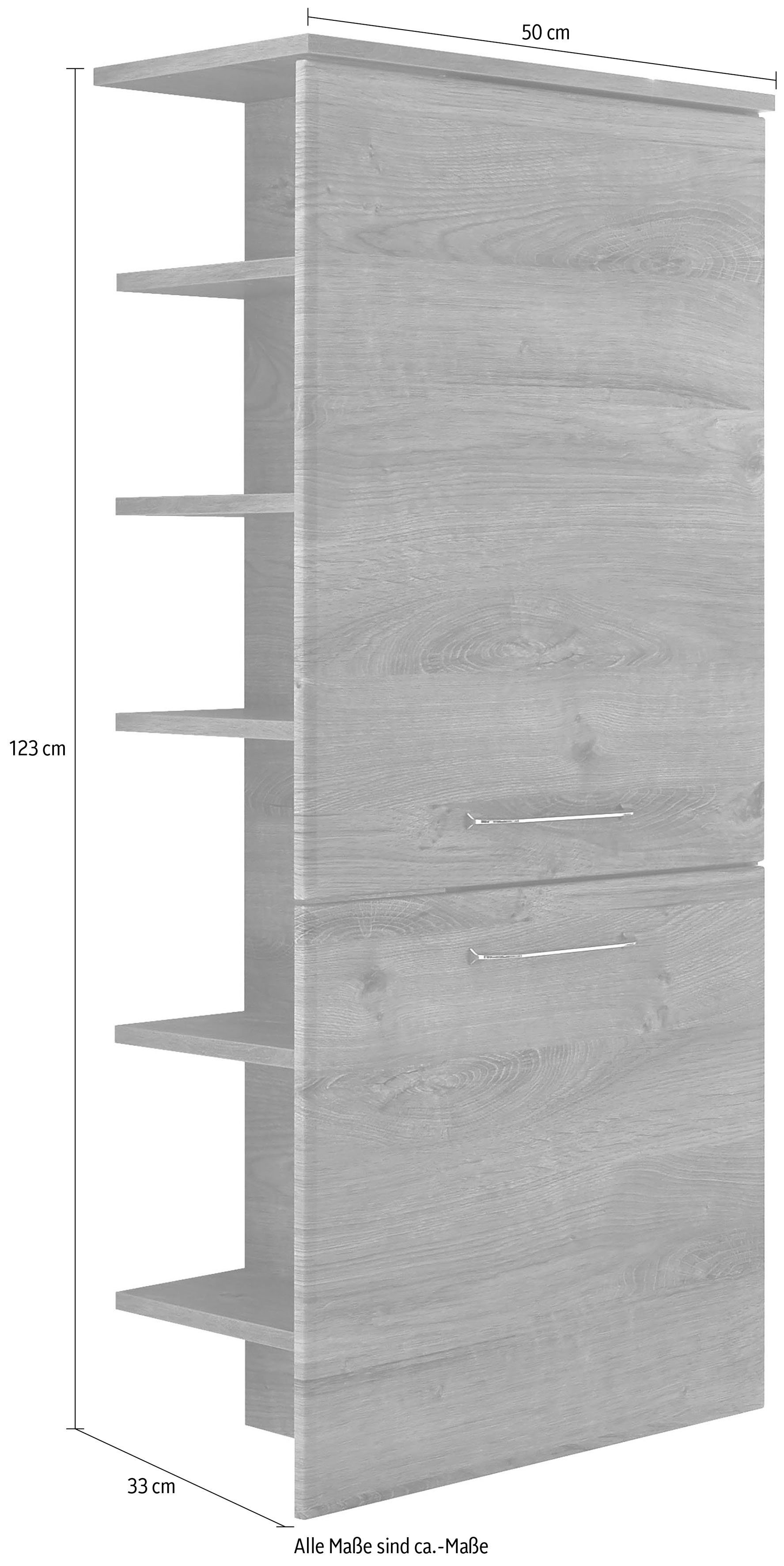 Saphir Halfhoge kast Quickset badkamermeubel 50 cm breed, 2 deuren, zijplanken Badkamer-halfhoge kast inclusief deurdemper, grepen in glanzend chroom