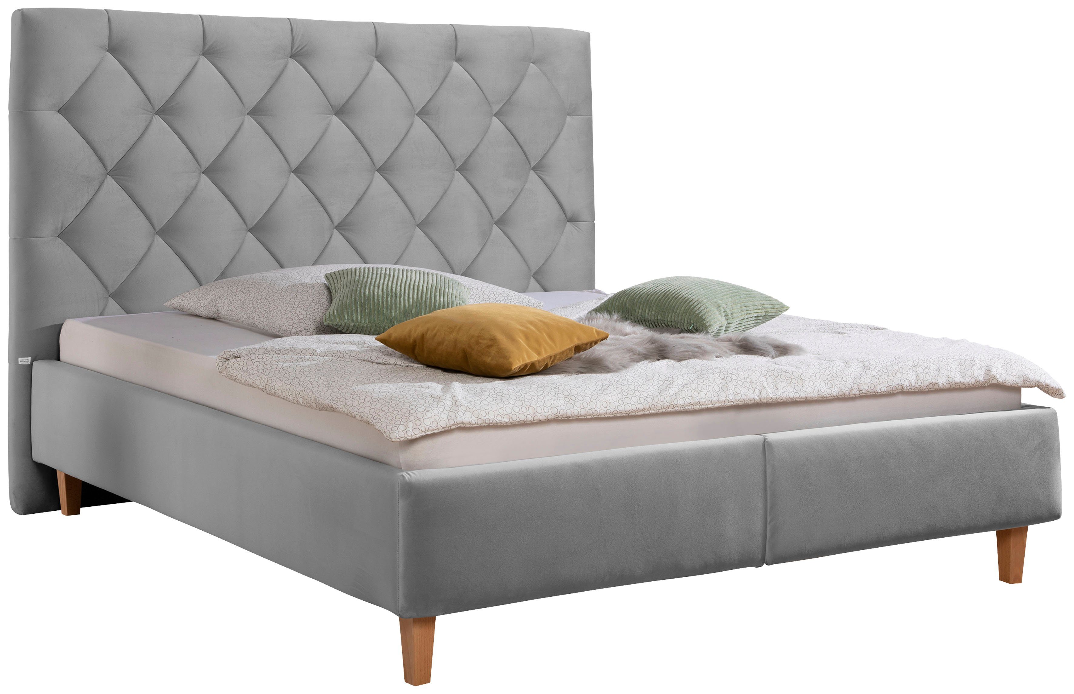 Guido Maria Kretschmer Home&Living Gestoffeerd bed Sunley 140 Kruisstiksel, hoofdbordhoogte 142 cm, zonder of met matras/lattenbodem