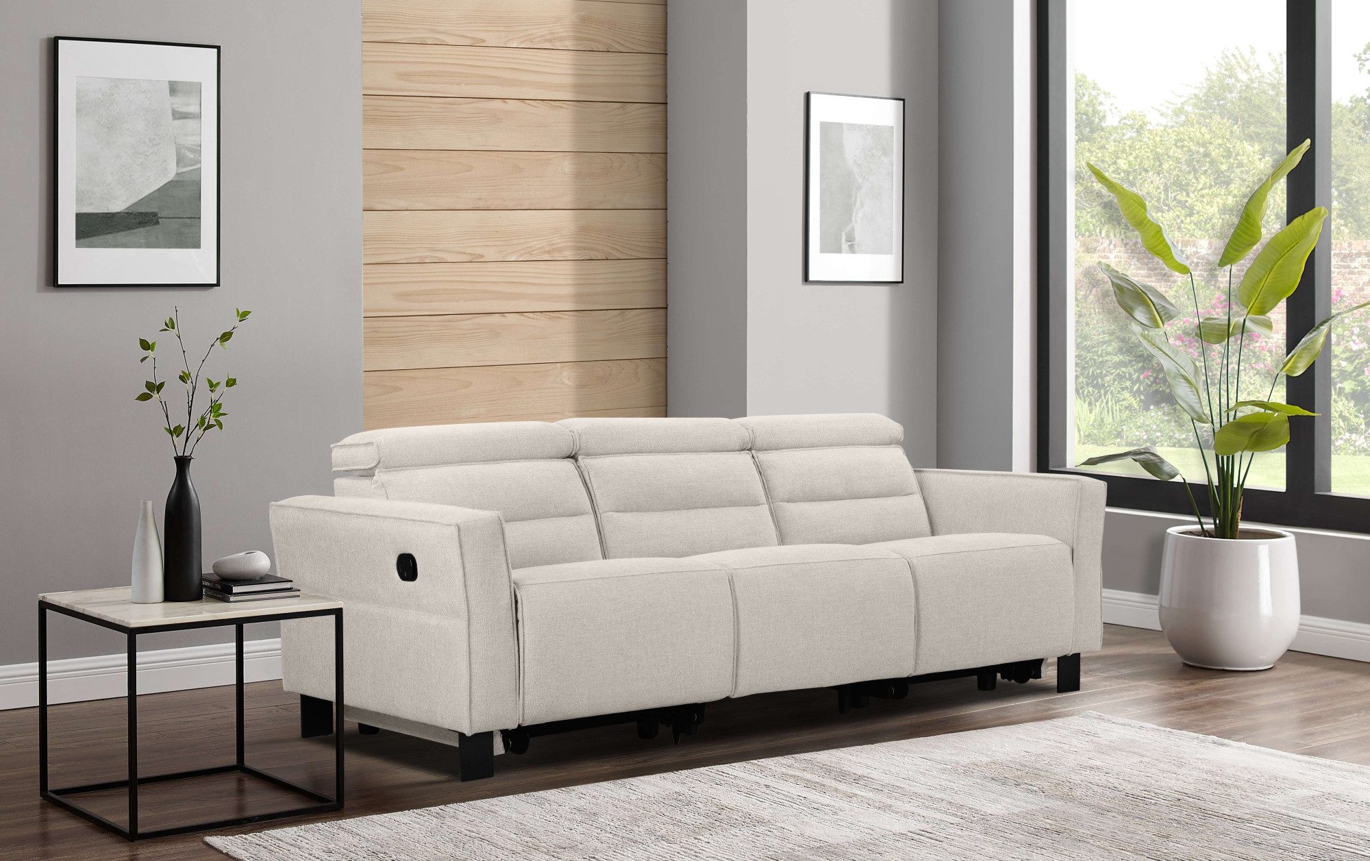 Places of Style 3-zitsbank Carpari, 224 cm, handmatige of elektrische relaxfunctie in 2 zitplaatsen