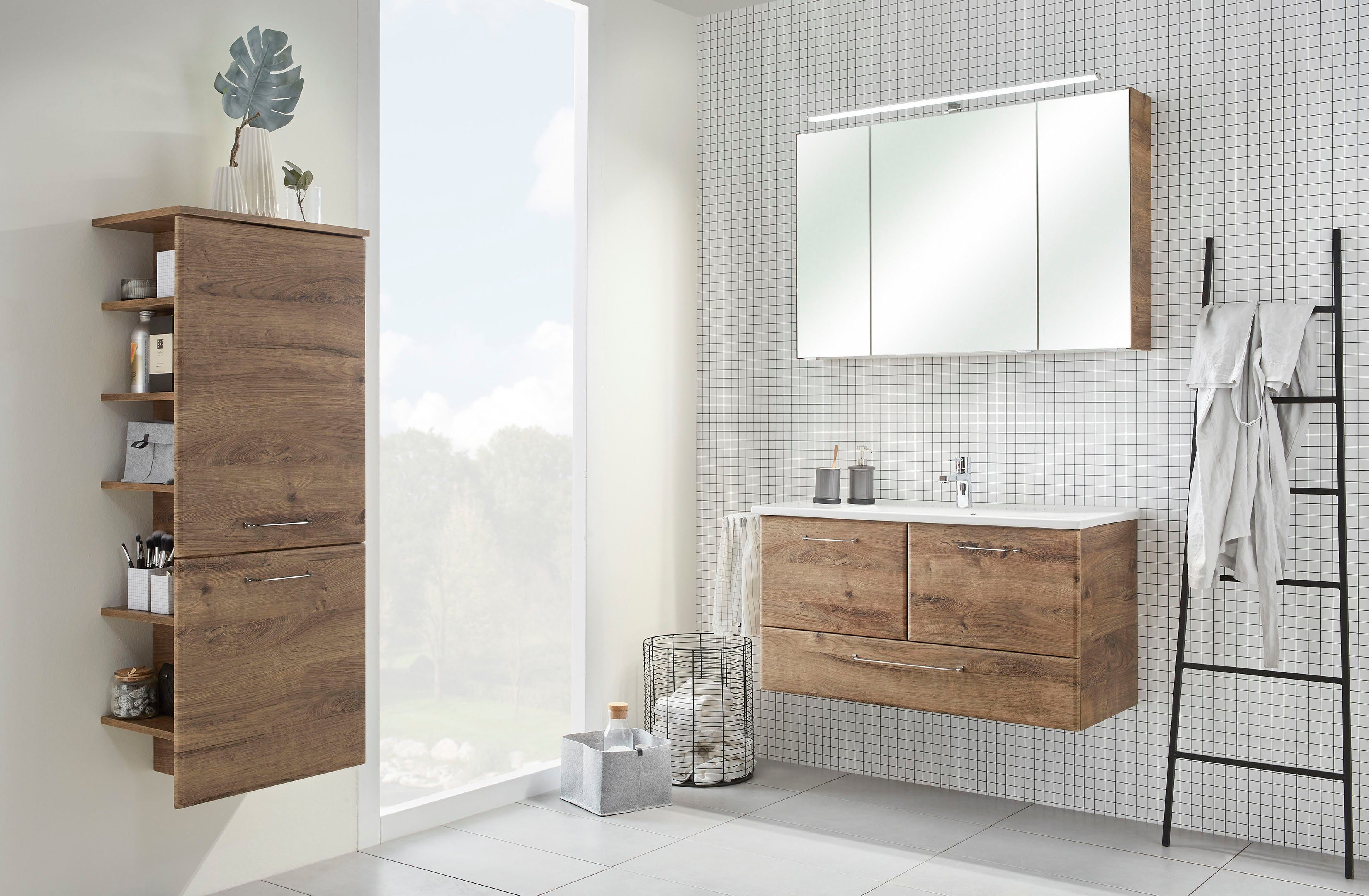 Saphir Spiegelkast Quickset badkamermeubel, 3 spiegeldeuren, 6 legplanken, 105 cm breed
