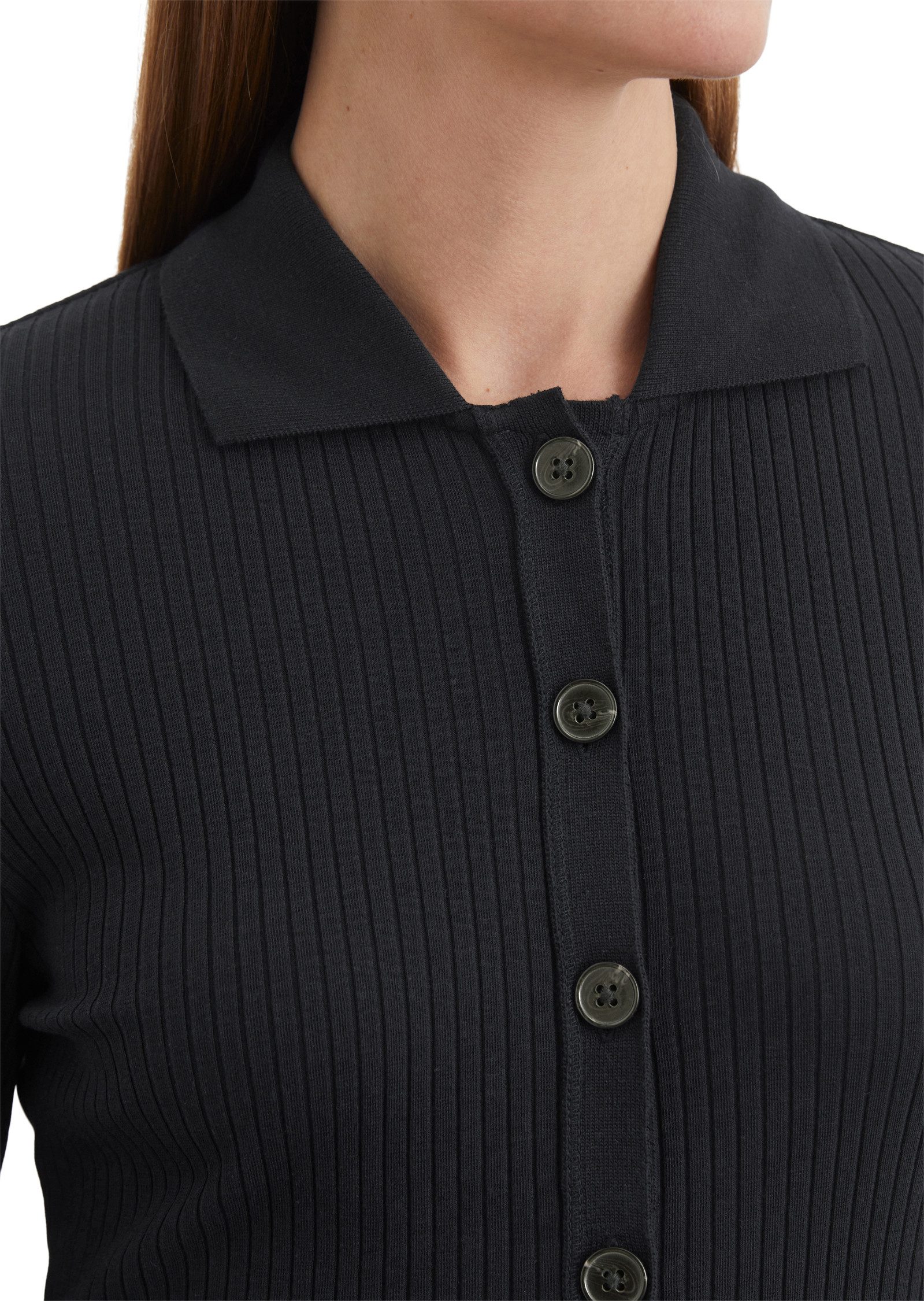 Marc O'Polo Blouse met lange mouwen Rib jersey blouse loose