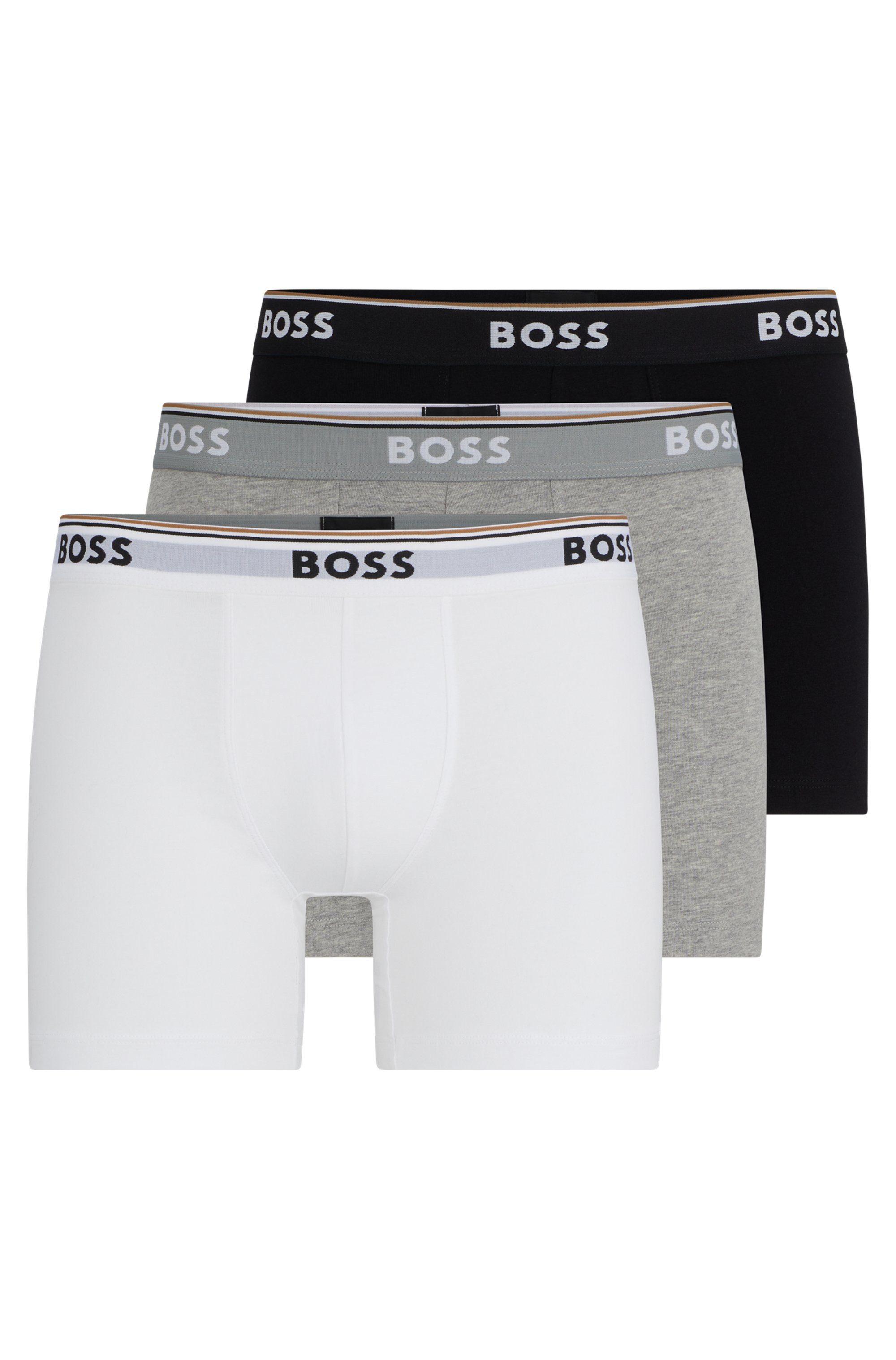 BOSS Lange boxershort BRIEF 3 PACK met in kleur bijpassende weefband (3 stuks)