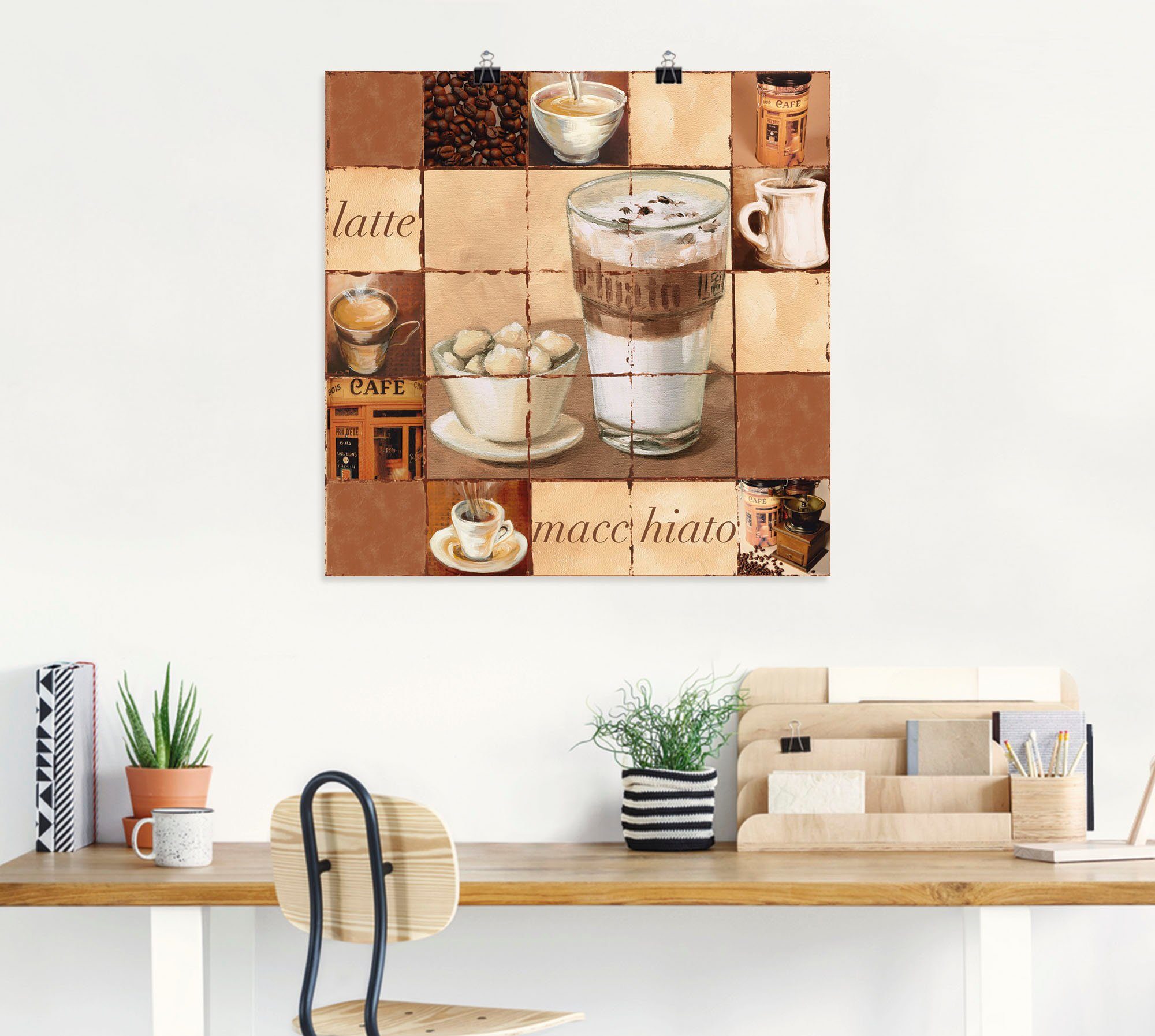 Artland Artprint Latte macchiato collage als artprint van aluminium, artprint op linnen, muursticker of poster in verschillende maten