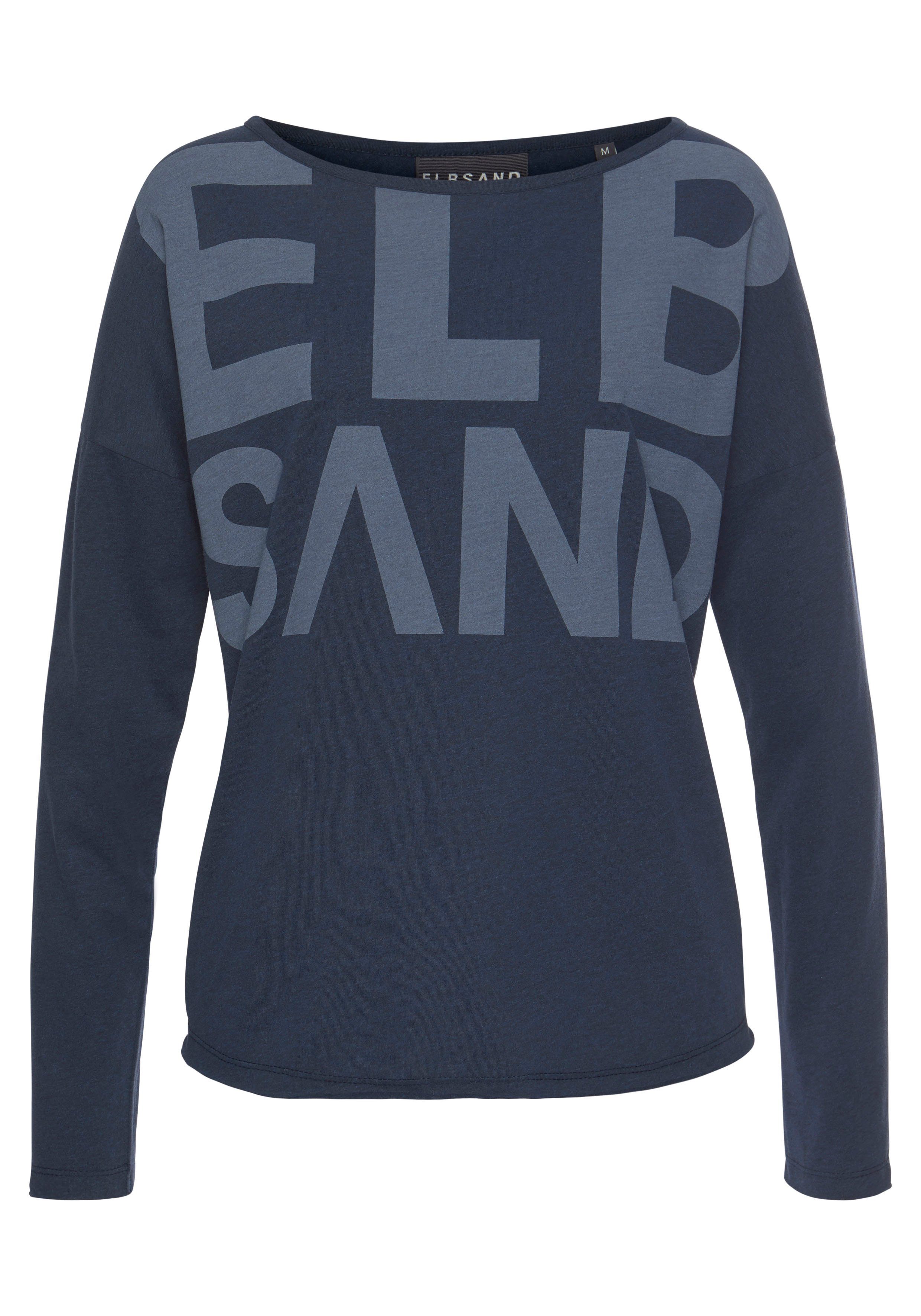 Elbsand Shirt met lange mouwen Niola met grote print op de voorkant, longsleeve van katoenmix, sportief-casual