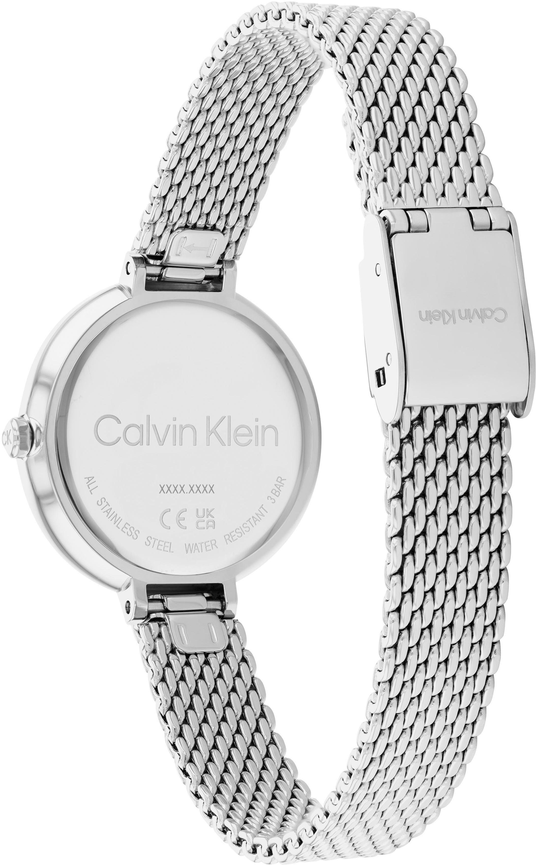 Calvin Klein Kwartshorloge Minimalistic T Bar Mesh 28 mm, 25200082 Polshorloge, dameshorloge, mineraalglas, roestvrijstalen armband