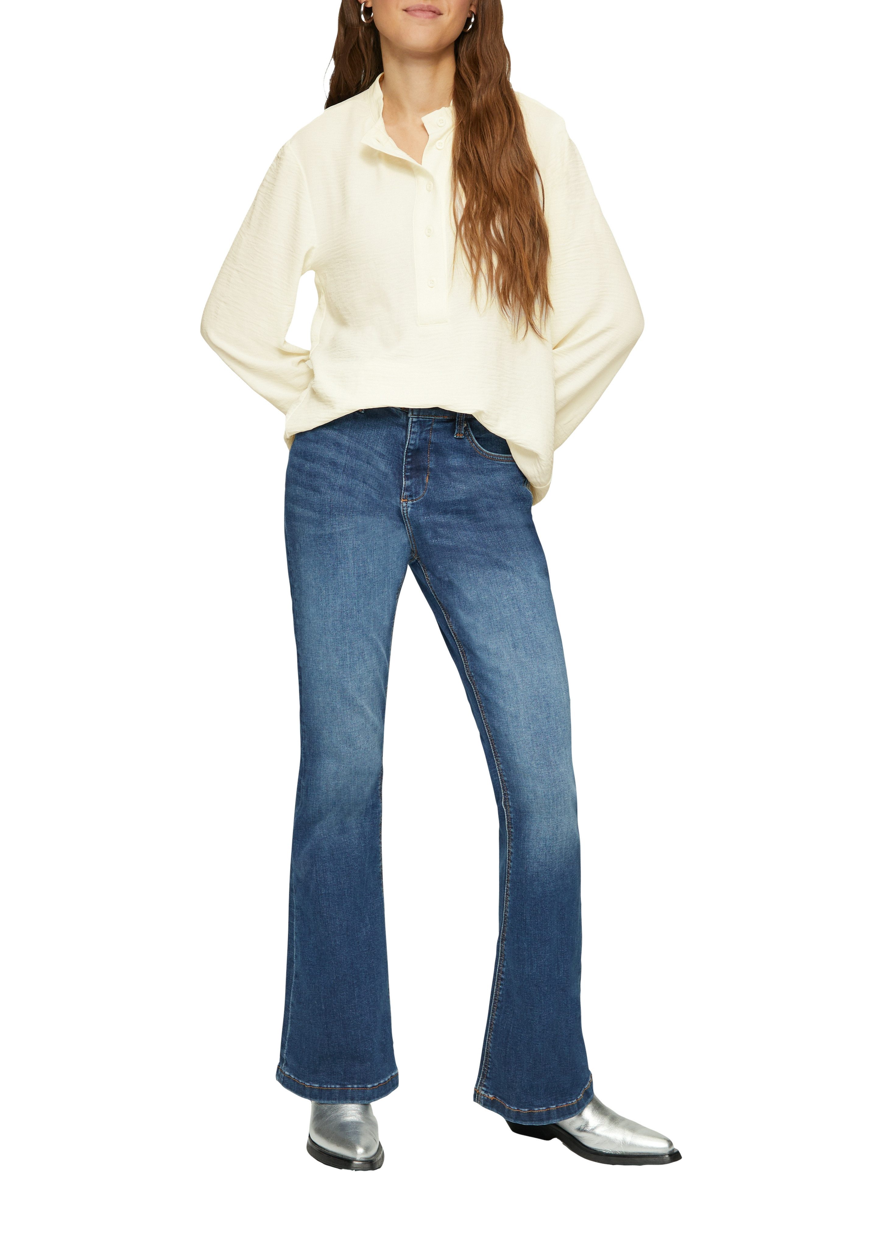 Q S designed by Blouse met lange mouwen met knoopsluiting