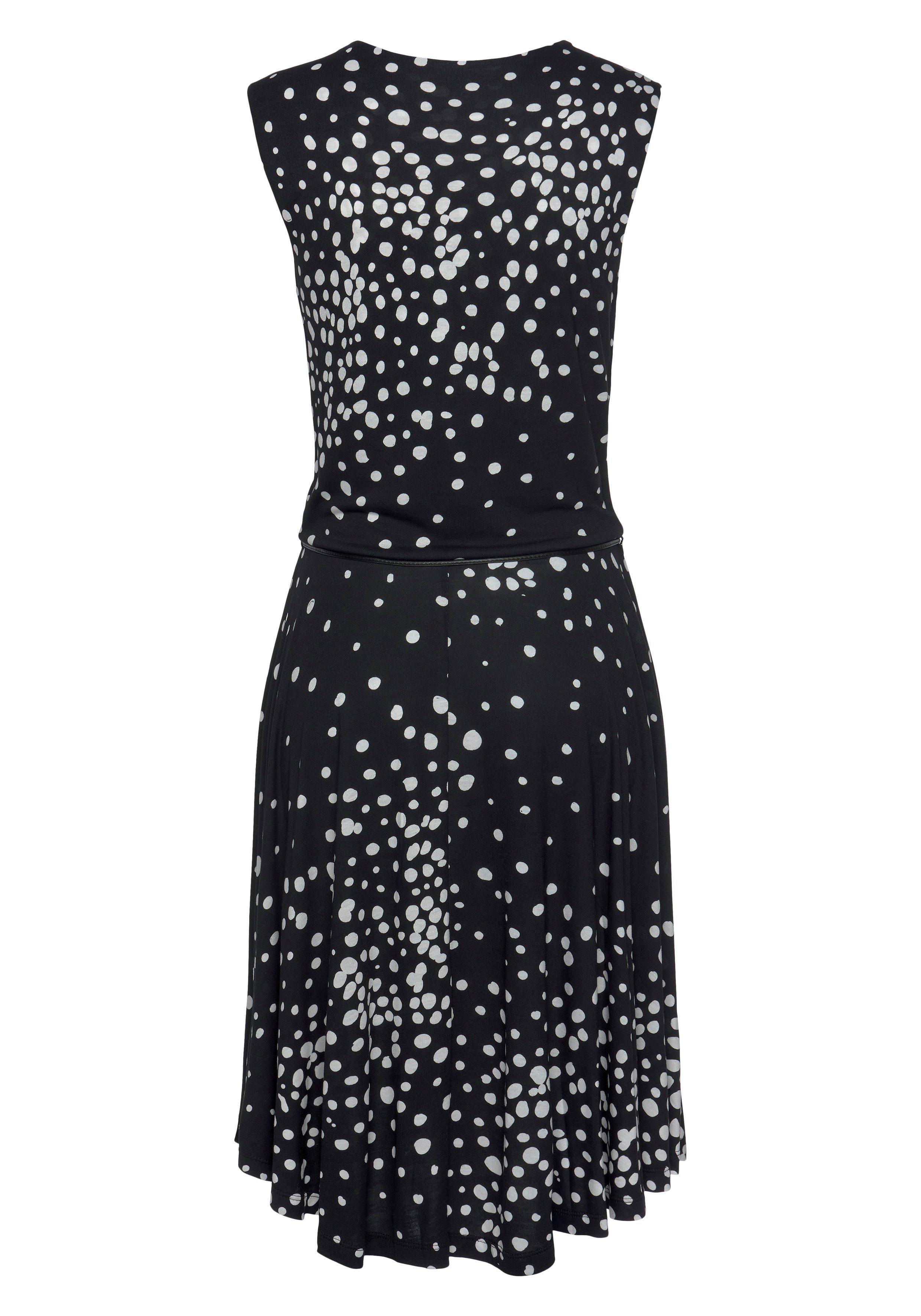 Vivance Jerseyjurk met stippenprint en v-hals, elegante zomerjurk (Met een bindceintuur)