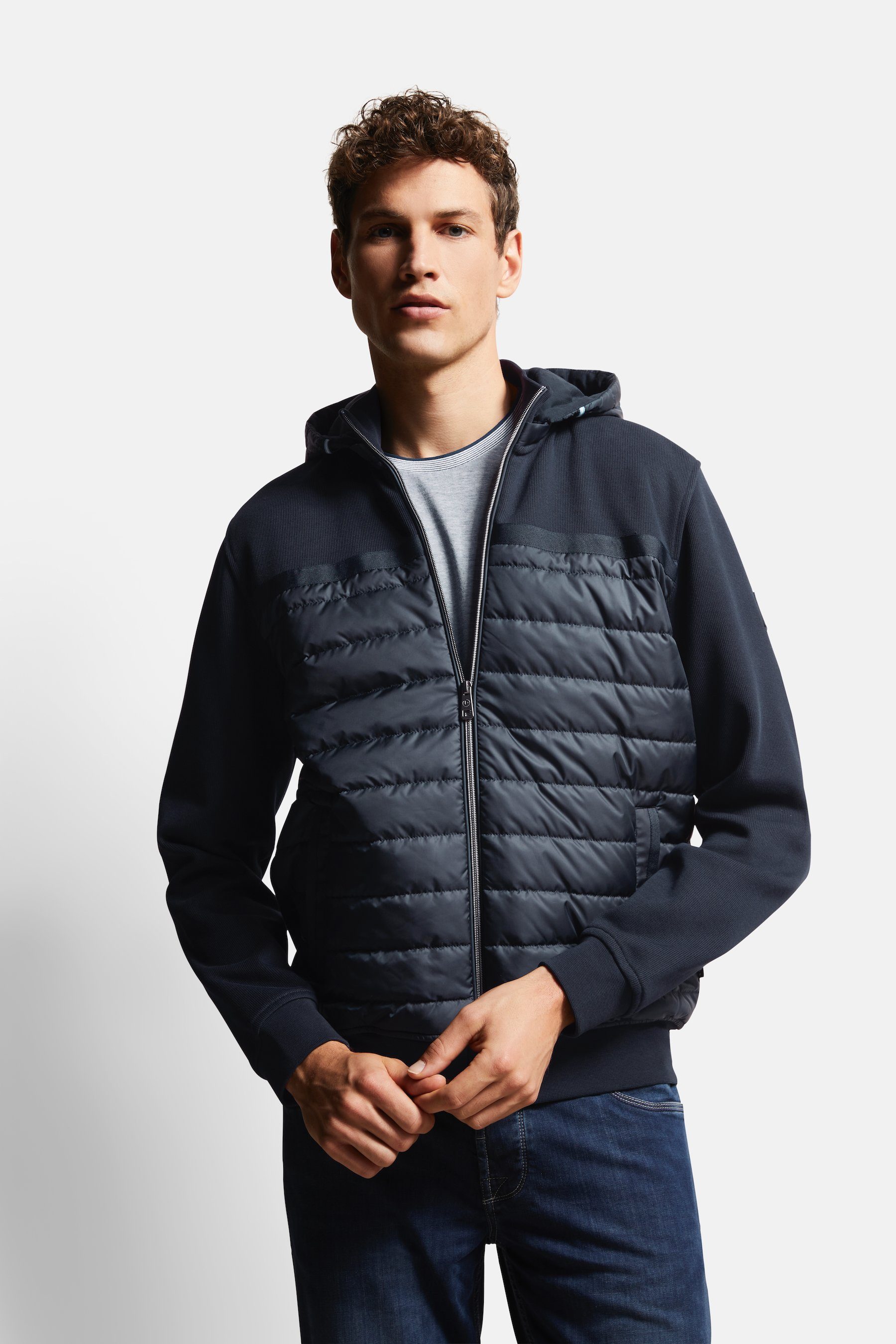 Bugatti Sweatvest met afneembare capuchon heren sweatvesten maat S blauw