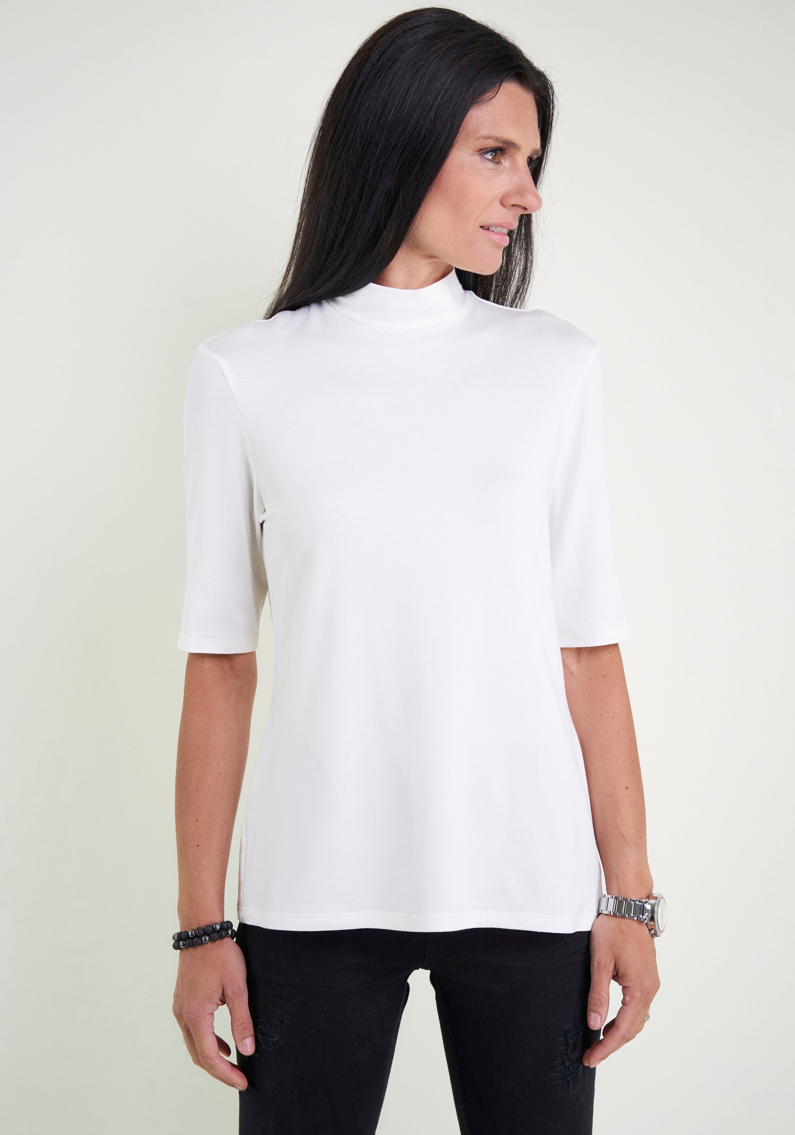 Seidel Moden Shirt met staande kraag in heuplengte made in germany