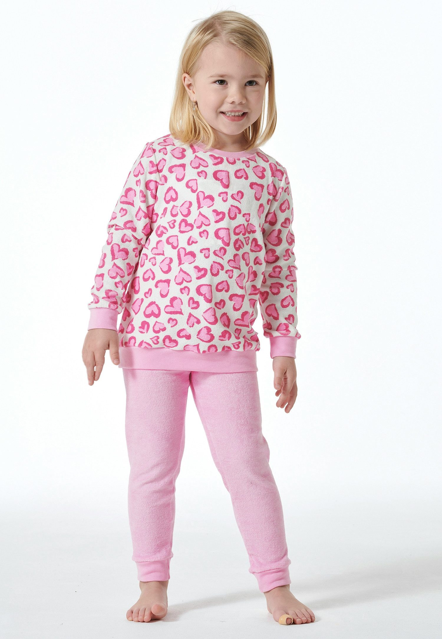 Schiesser Pyjama met comfortabele boordafsluitingen aan de mouwen en benen (2-delig) meisjes pyjama's maat 98 roze