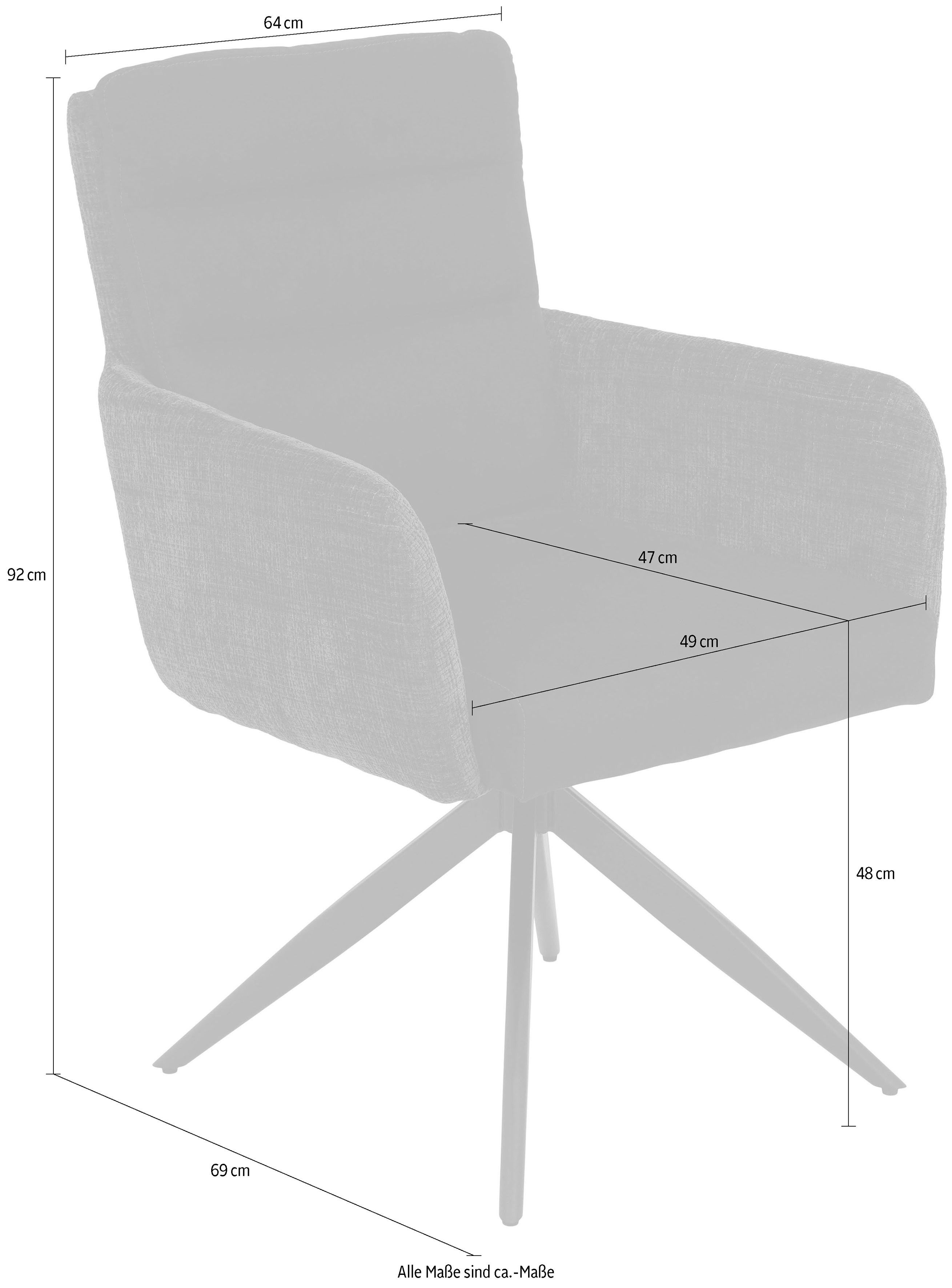 HELA Stoel met armleuningen LEANDRA met auto-Return Comfortstoel met veren, eetkamerstoel draaibaar (set, 2 stuks)