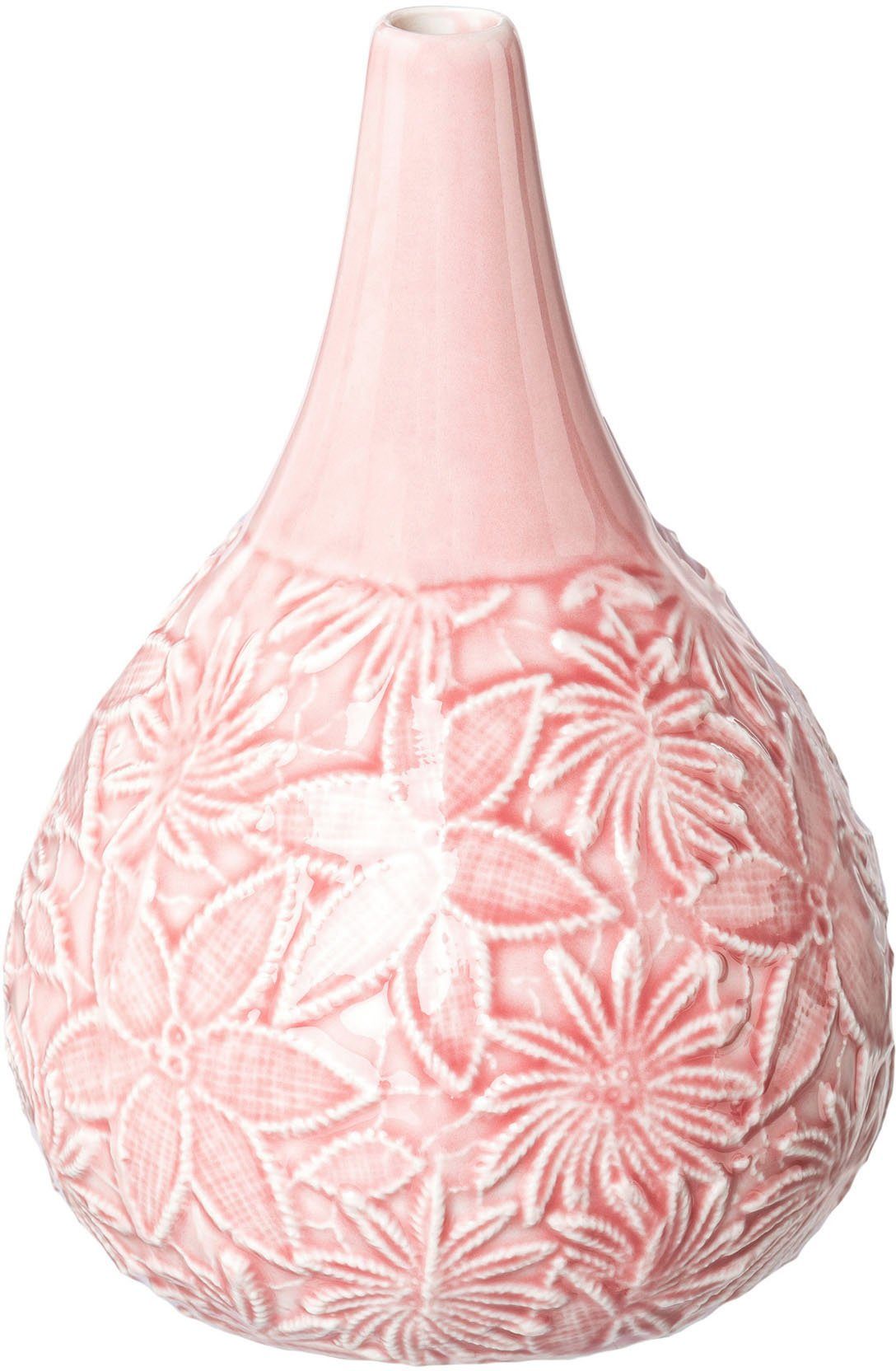 Creativ home Tafelvaas Blooming Vaas met bloemenontwerp, van porselein (set, 2 stuks)