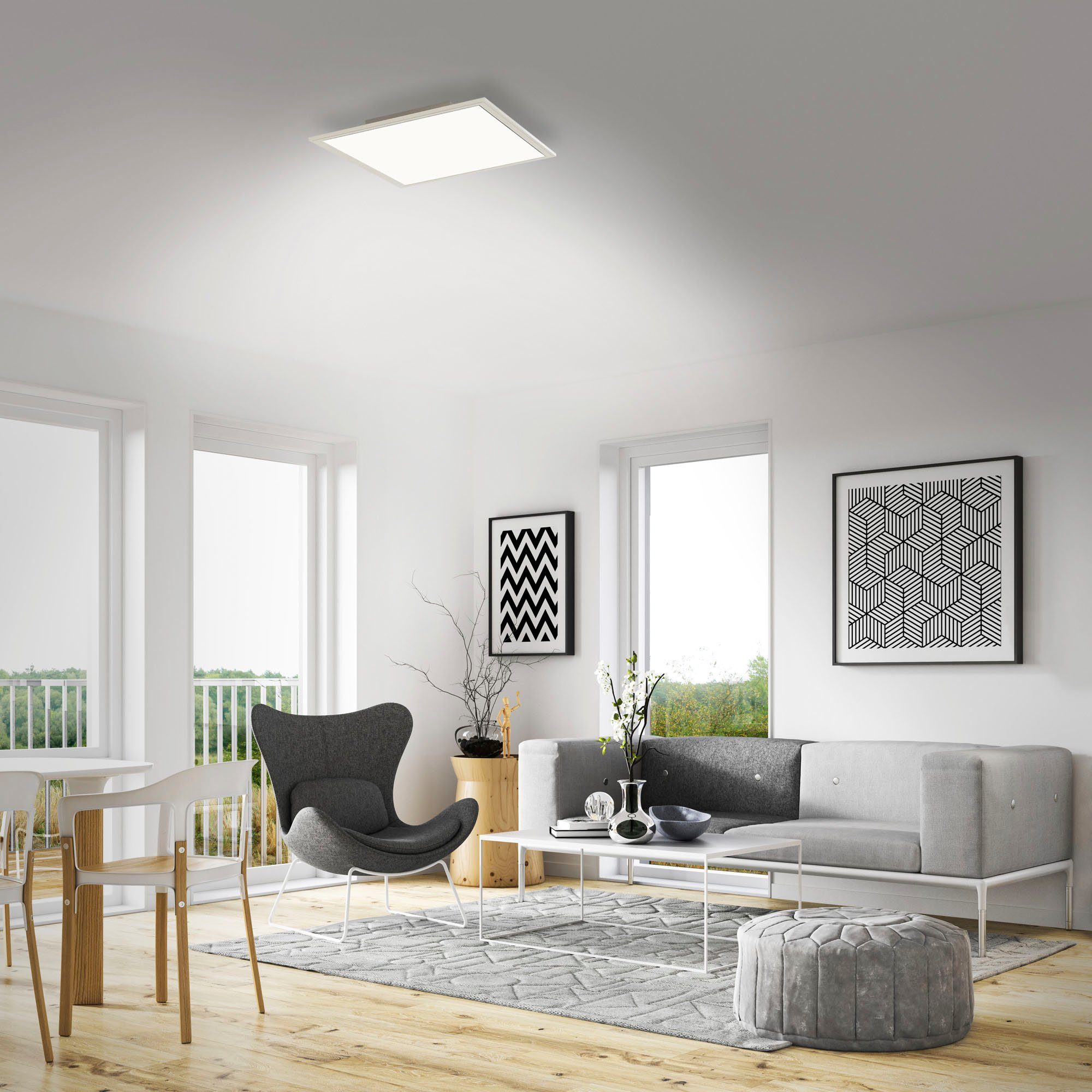 Briloner Leuchten Led-paneel 7194016 Piatto Plafondlamp, 29,5x29,5x5 cm, wit, 18W, woonkamer, slaapkamer, gang